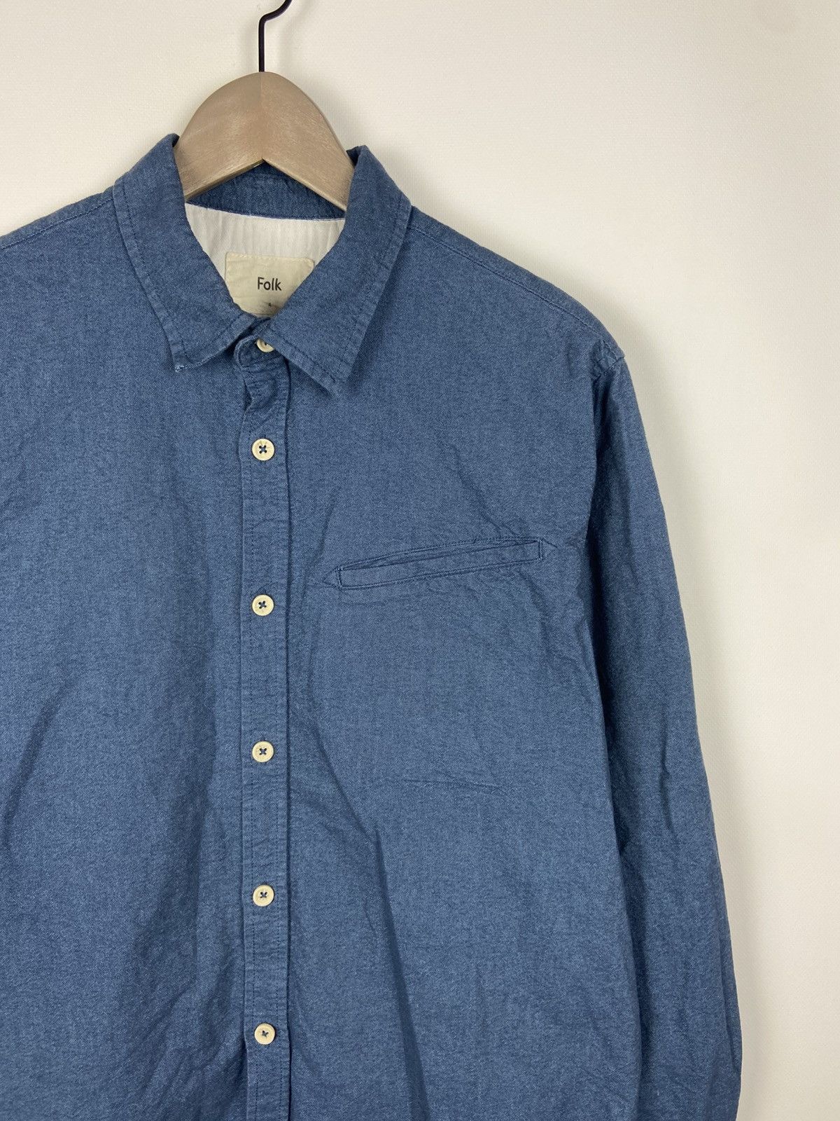 Folk Folk Button-Up Shirt Blue Cotton Pocket Designer Sz 4 Size US M / EU 48-50 / 2 - 8 Thumbnail