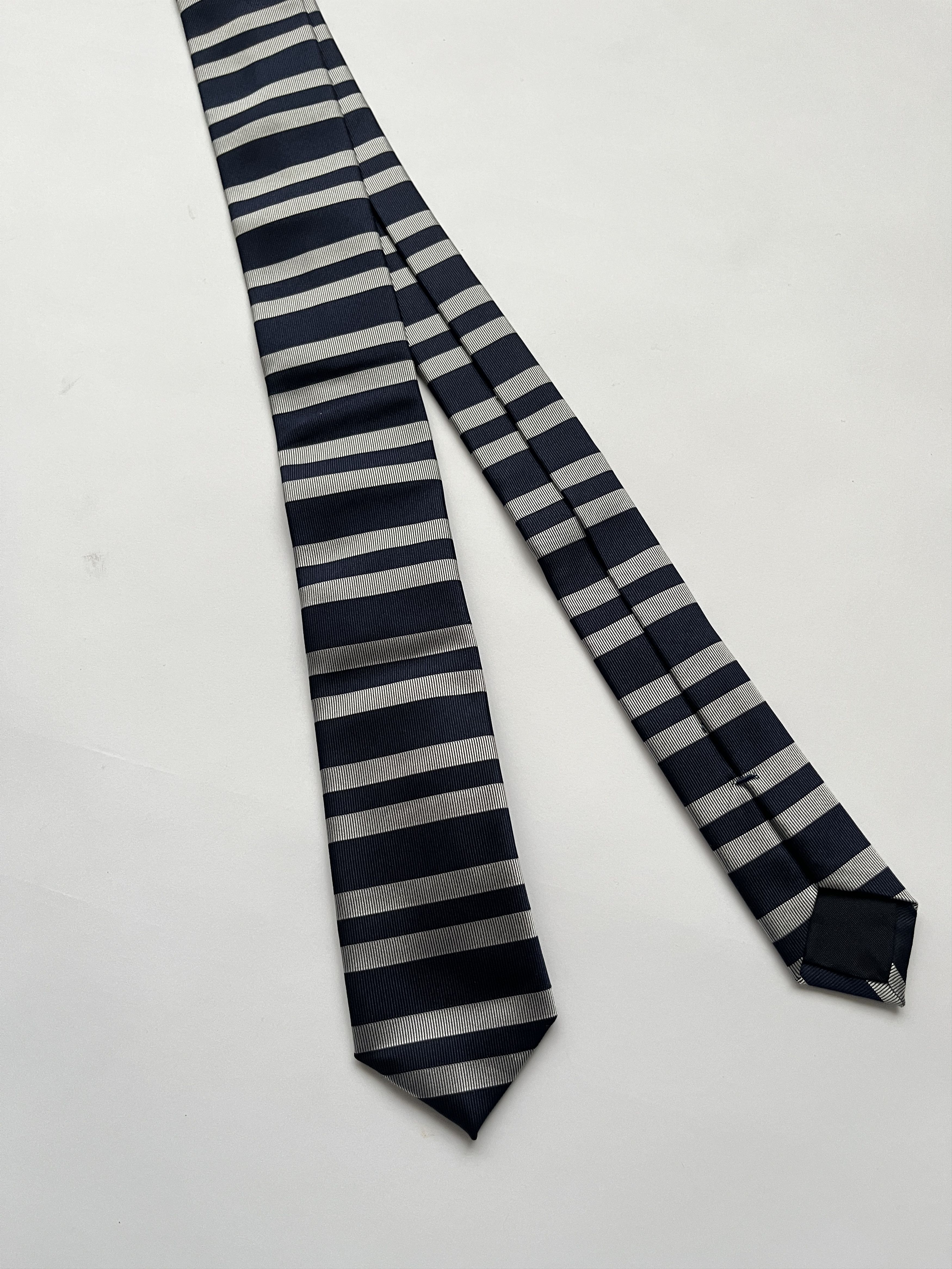 Prada ⚡️QUICK SALE⚡️Prada Blue and Silver Striped Tie Size ONE SIZE - 2 Thumbnail