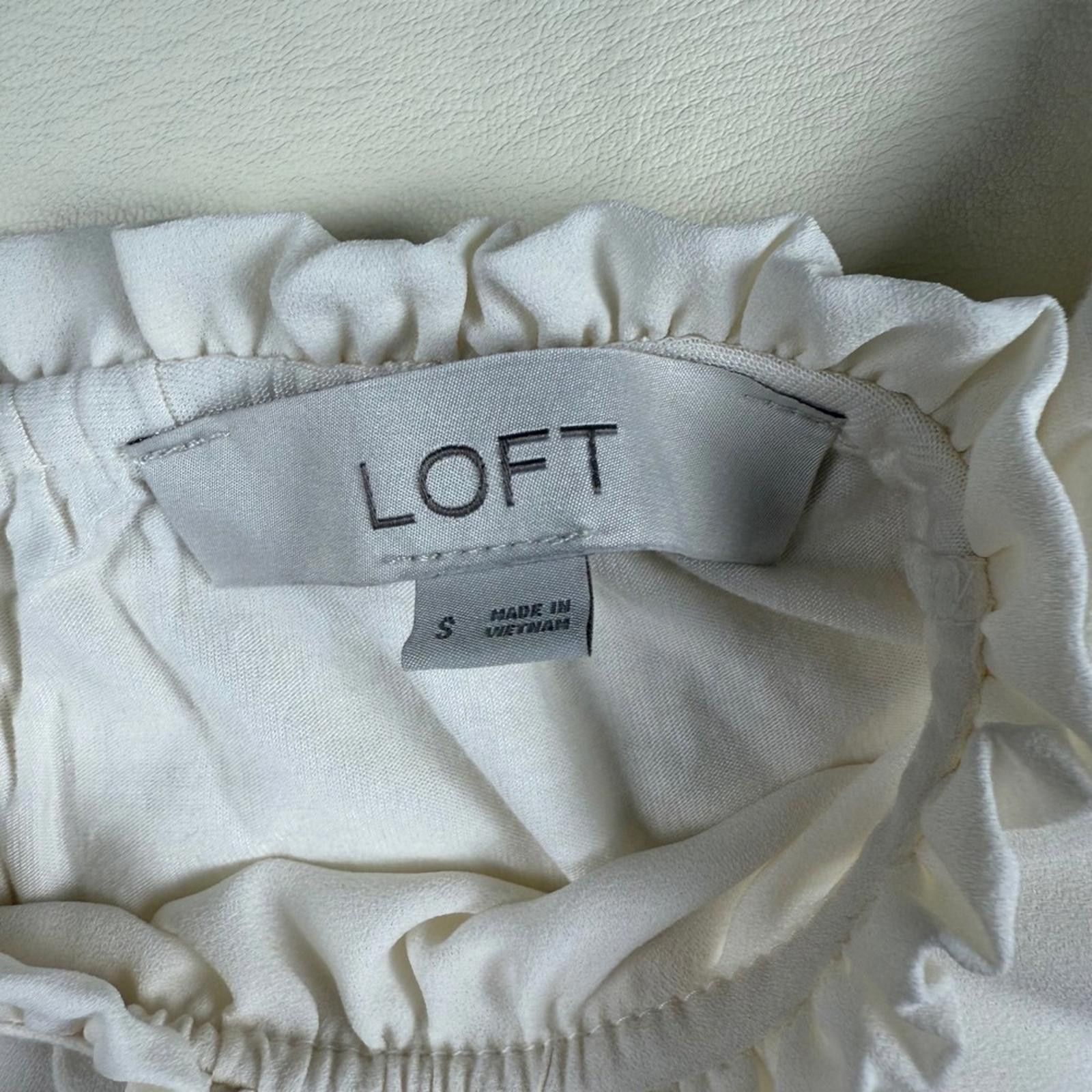 Other Loft Womens White Ruffle High Neck Sleeveless Blouse S Size S / US 4 / IT 40 - 4 Thumbnail