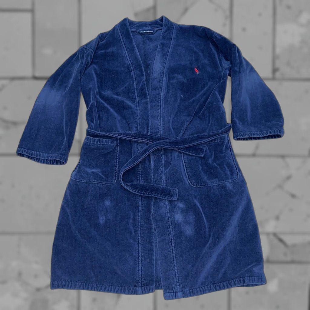 Polo Ralph Lauren Polo Ralph Lauren Men's S/M Blue Terry Bath Robe with Red Horse Logo, Long Sleeve, Belted, Pockets, Classic Size US S / EU 44-46 / 1 - 1 Thumbnail