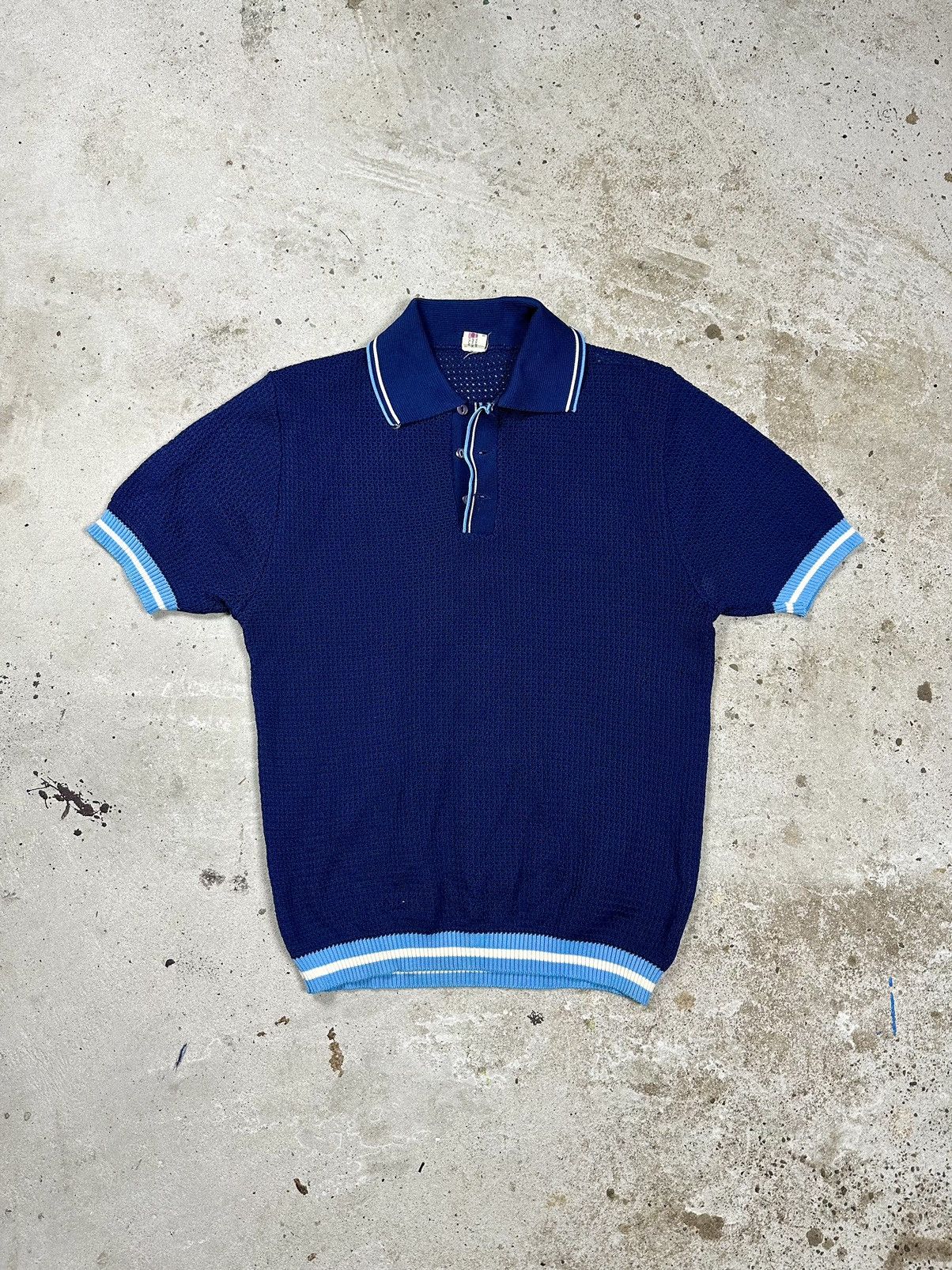 Japanese Brand × Vintage Vintage 90s Old Money Style Short Sleeve Mesh Polo Sweater Size US M / EU 48-50 / 2 - 1 Thumbnail