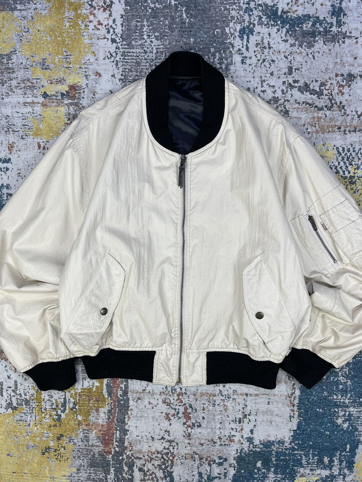 Vintage Vintage Spats White Poly Plastic Reversible Bombers Size US M / EU 48-50 / 2 - 2 Thumbnail