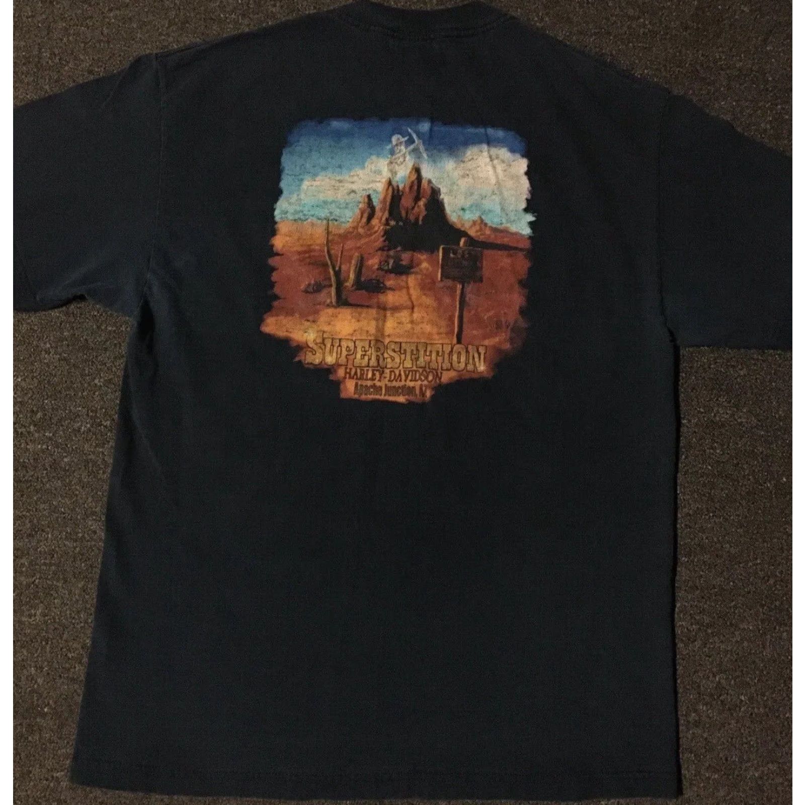 Harley Davidson VINTAGE Harley-Davidson Shirt Mens L Arizona Faded Ghost Skull Blue Cotton Graphic Tee 90s Biker Punk Grunge Casual Size US L / EU 52-54 / 3 - 2 Thumbnail