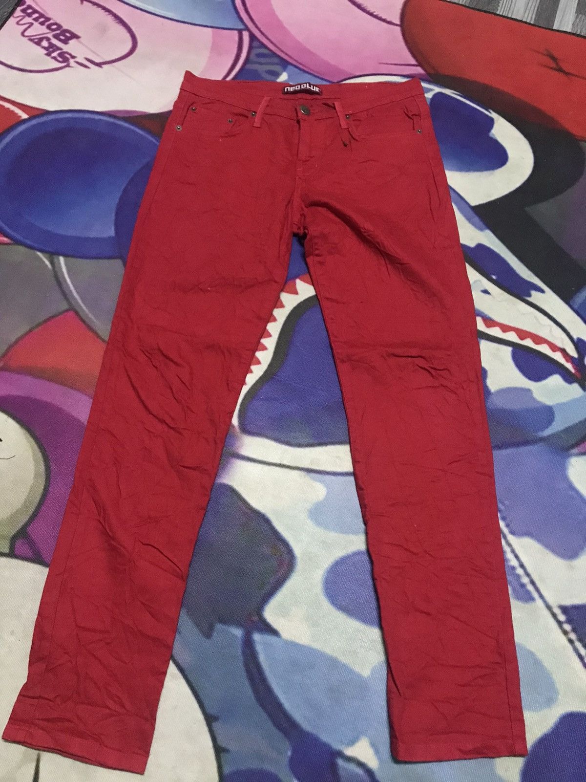 Designer × Japanese Brand Neo Blue skinny colour jeans red Size US 32 / EU 48 - 1 Thumbnail