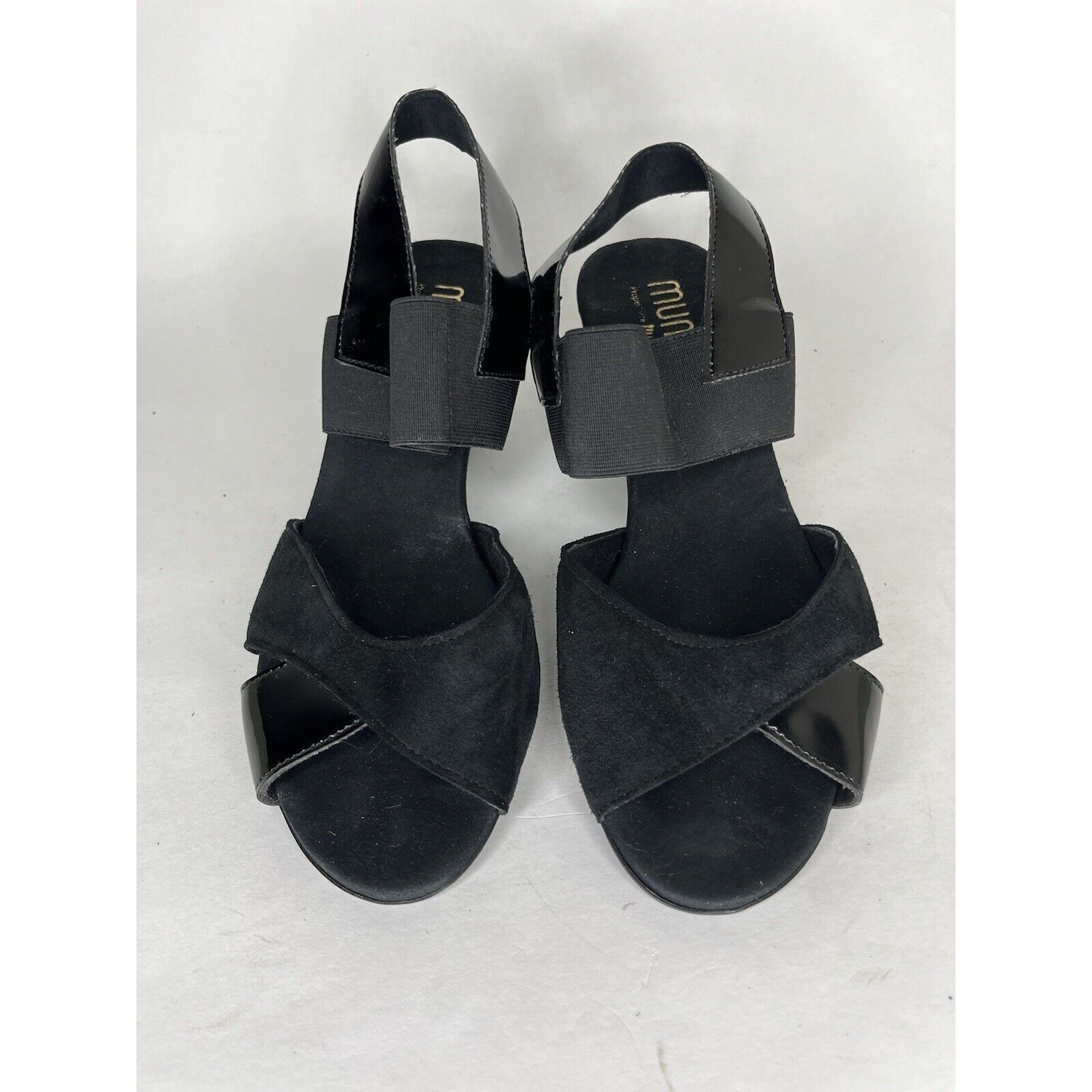 Other Munro Black Suede Patent Leather Slingback Heel Sandals Wome Size US 6.5 / IT 36.5 - 9 Thumbnail
