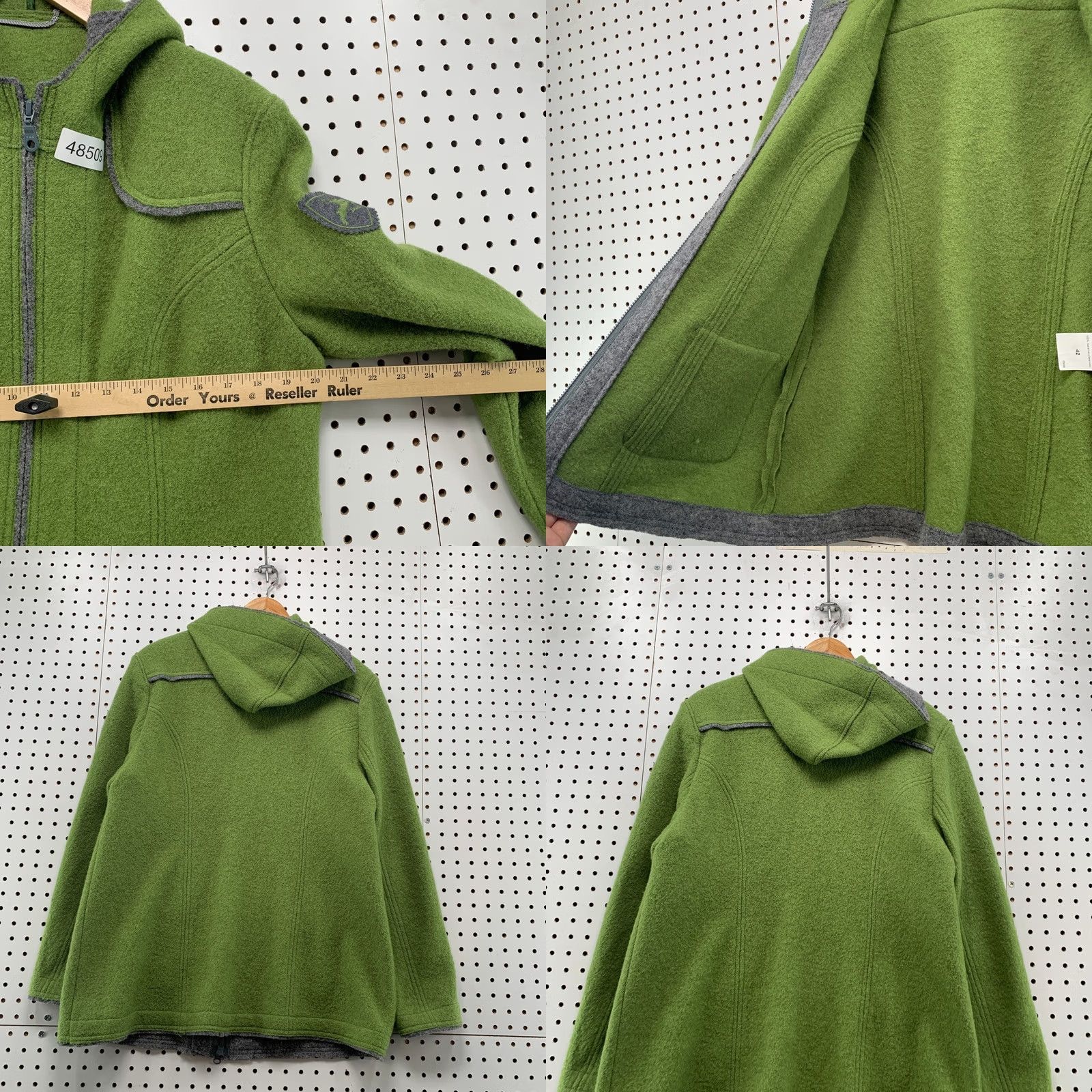 Vintage VINTAGE Geiger Green Grey Hooded Jacket Womens L Full Zip Equestrian Size L / US 10 / IT 46 - 9 Thumbnail