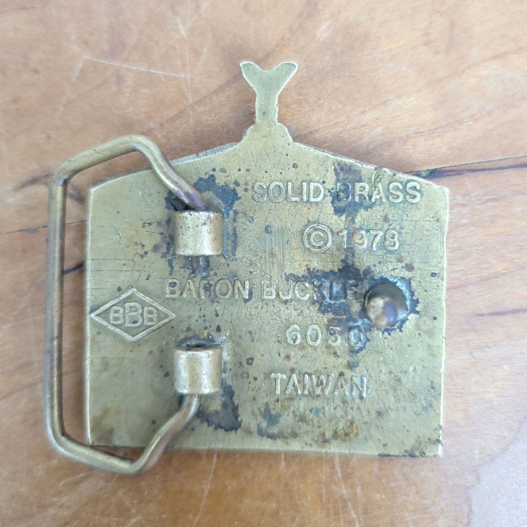 Vintage 1978 Dated Rolls-Royce Grill Logo Brass Belt Buckle Size ONE SIZE - 2 Thumbnail