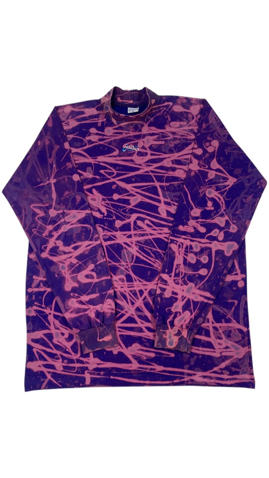 Asics 🔥LASTDROP🔥 Vintage 90s Asics Acid Dyed Mock Neck Sweatshirt Size US XL / EU 56 / 4 - 1 Thumbnail