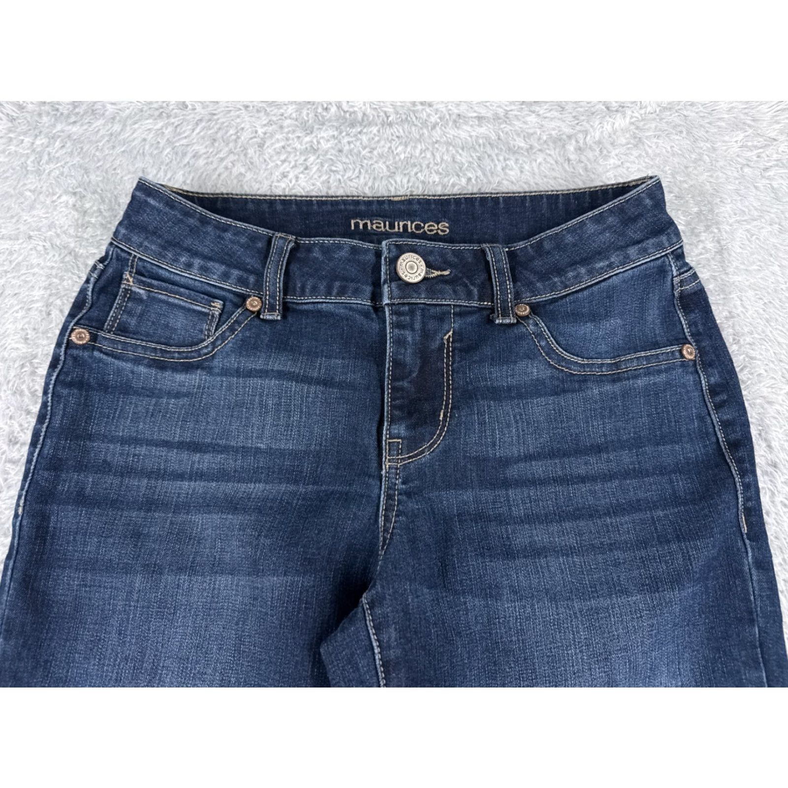Vintage Maurices Women's Flared Jeans 24 Blue Denim Low Rise Cotton Blend 24x32 Size 42" / US 20 - 4 Thumbnail