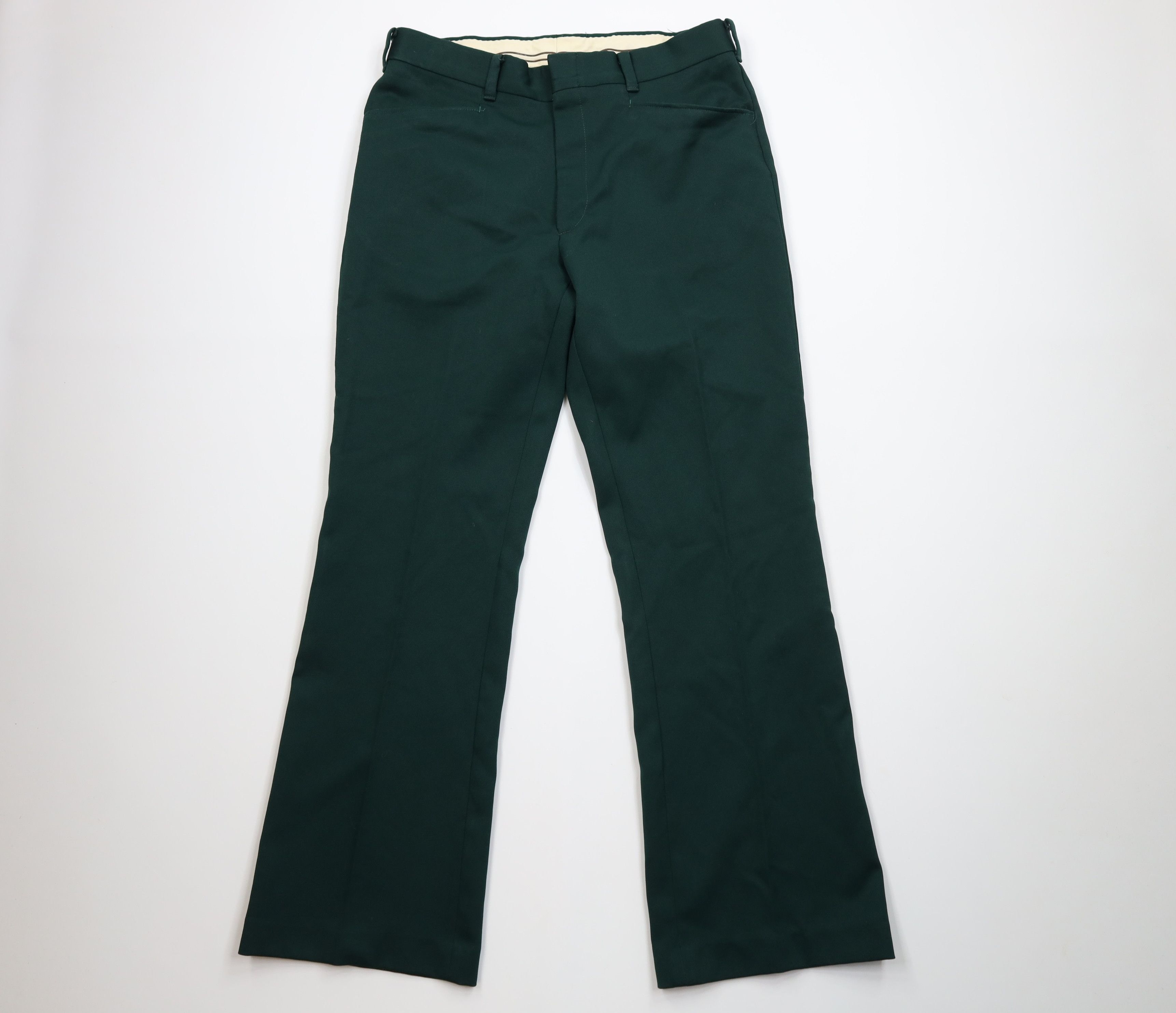 Vintage Vintage 70s Streetwear Flared Wide Leg Chino Pants Green USA Size US 34 / EU 50 - 1 Thumbnail