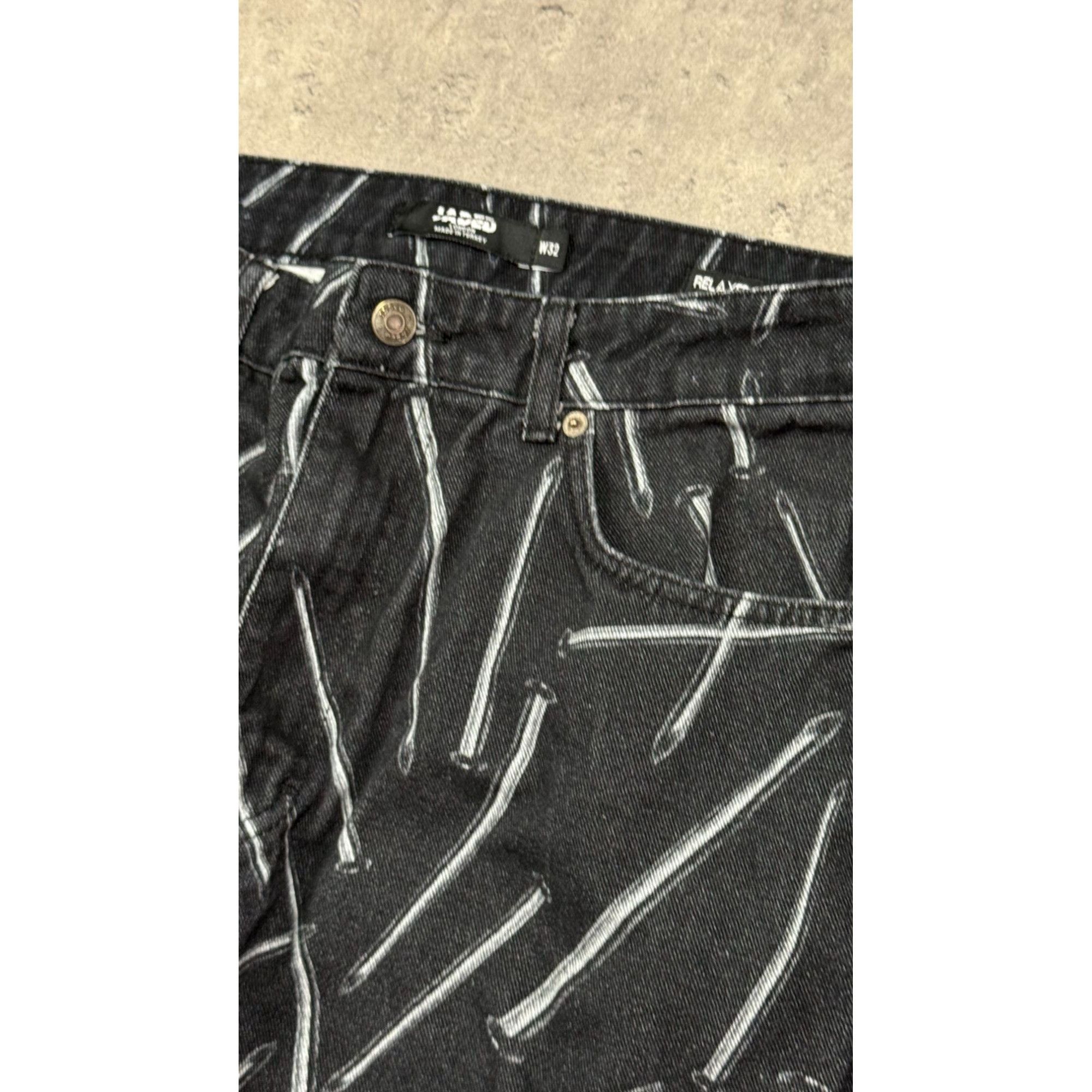 Jaded London Jaded London W32 Black Denim Jeans All-Over White Nail Print Size US 30 / EU 46 - 7 Thumbnail