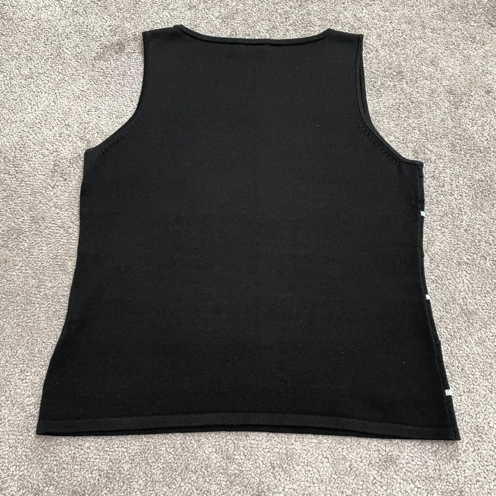 Vintage Tahari Knitted Tank Top Women 12 Black White Striped Silk Blend Tank Sleeveless Shirt Regular Fit Casual Womens Size XL / US 12-14 / IT 48-50 - 2 Thumbnail