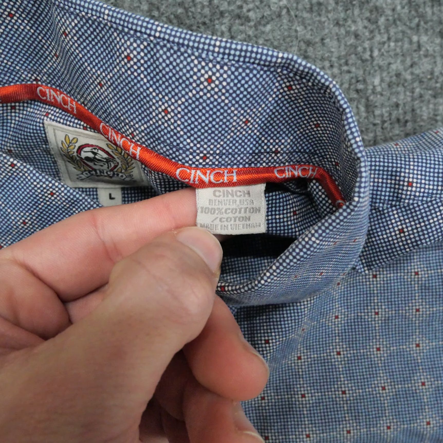Vintage Cinch Shirt Mens L Blue Geometric Button-Up Long Sleeve Country Size US L / EU 52-54 / 3 - 6 Thumbnail