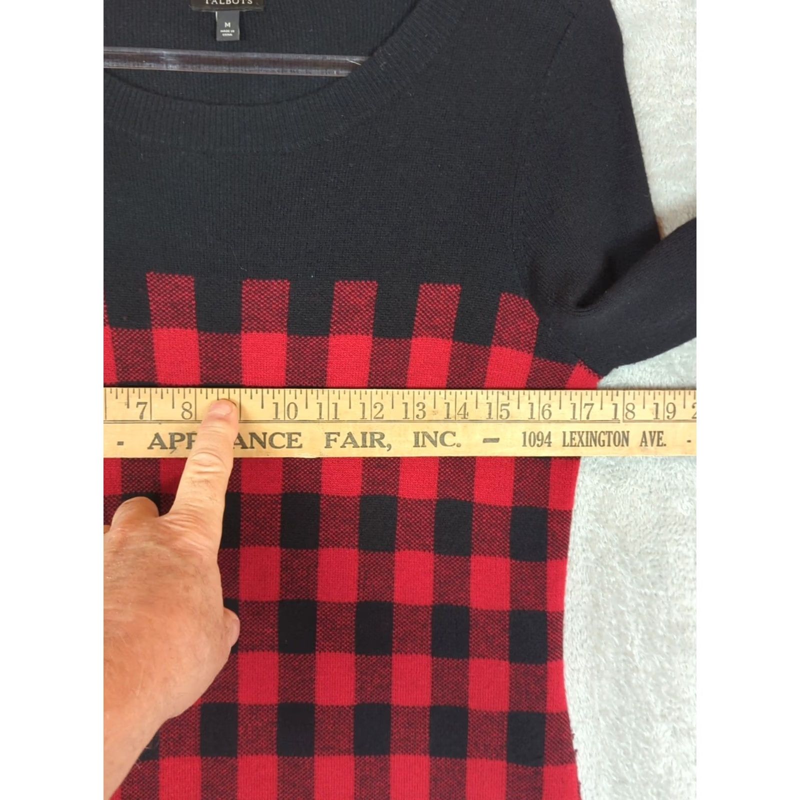 Talbots VINTAGE Talbots Red Black Buffalo Check Lambs Wool Shift Sweater Dress Medium Career Womens Size M / US 6-8 / IT 42-44 - 6 Thumbnail