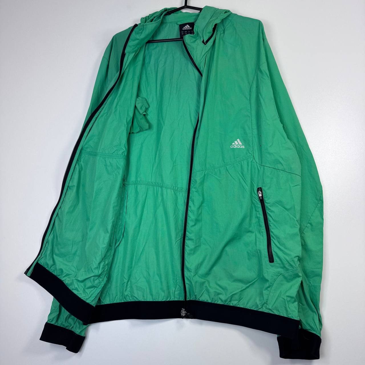 Adidas Adidas Green Lightweight Windbreaker Jacket Full Zip Size L Size US L / EU 52-54 / 3 - 2 Thumbnail