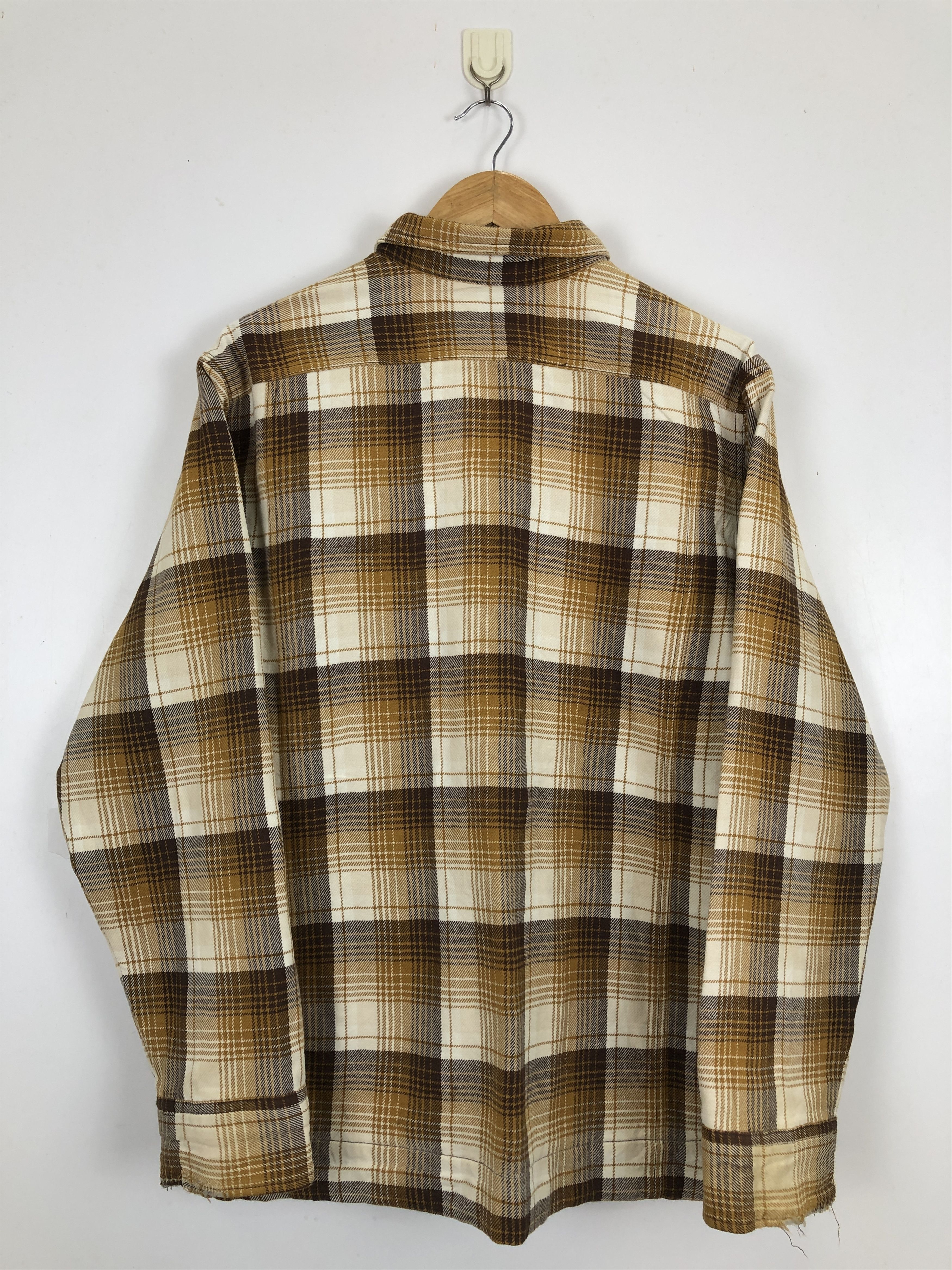 Japanese Brand × Vintage Vintage 80s Japanese Brand Shadow Plaid Flannel Jacket J1694 Size US L / EU 52-54 / 3 - 3 Thumbnail