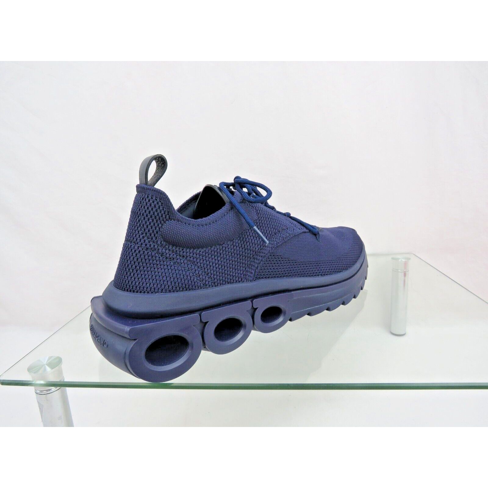 Salvatore Ferragamo FERRAGAMO DARK BLUE NIMA MESH LEATHER LOGO SNEAKERS 11 44 Size US 10 / EU 43 - 5 Thumbnail