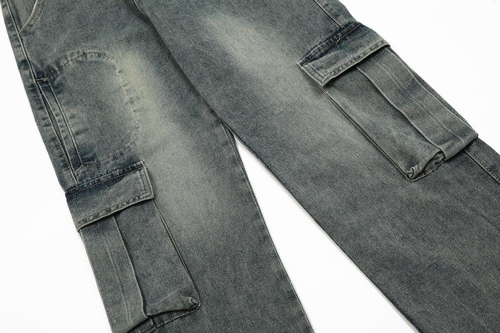 Japanese Brand × Jean Men's multi-pocket punk washed distressed cargo jeans Size US 32 / EU 48 - 4 Thumbnail