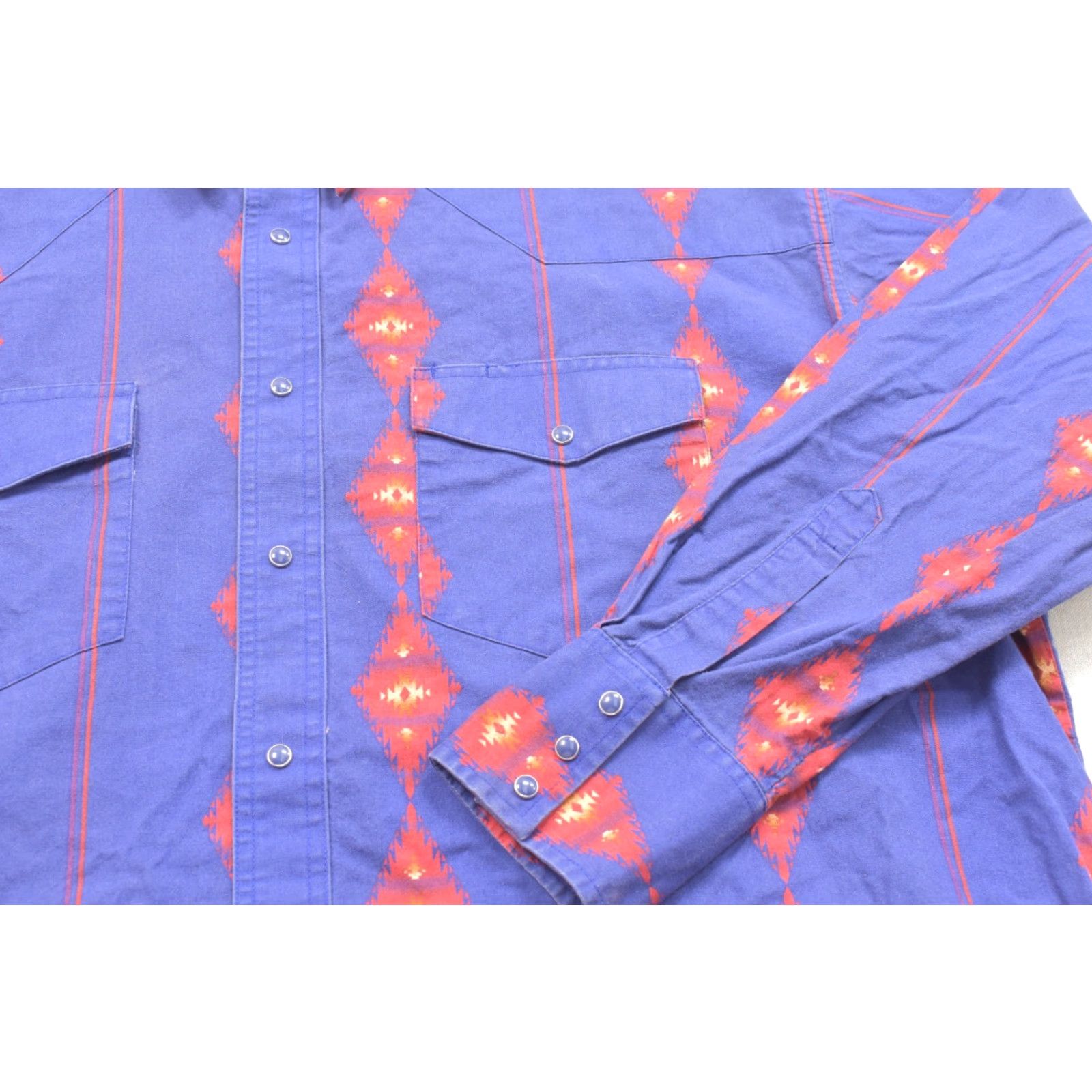 Wrangler VINTAGE Wrangler Western Shirt Men 2XL Blue Aztec Diamond Geometric Snap Cotton VTG Size US XXL / EU 58 / 5 - 6 Thumbnail