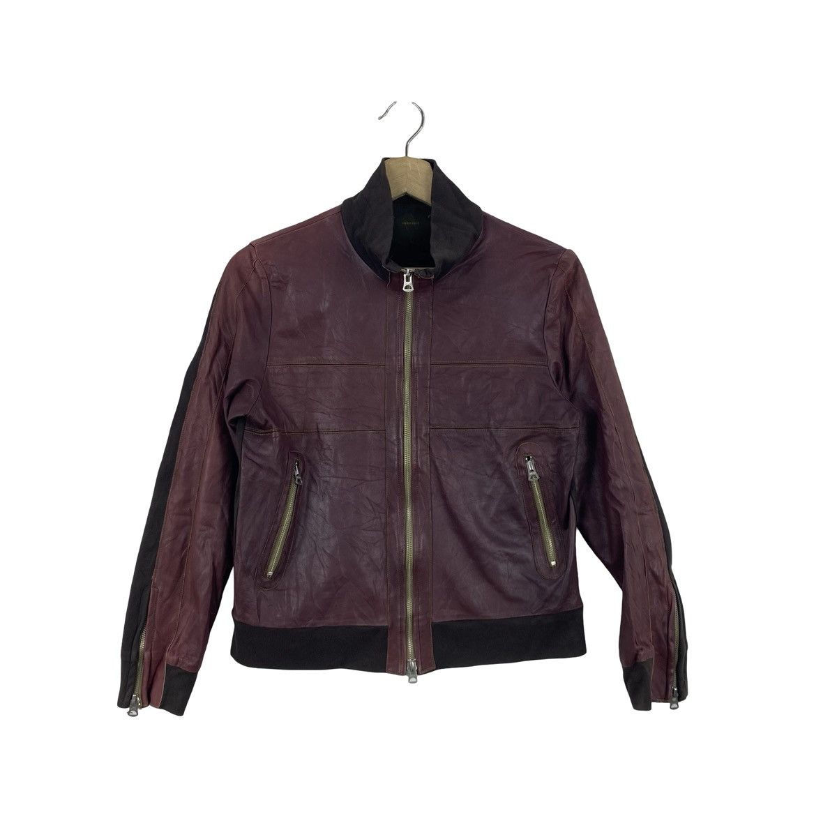 Vintage Vintage INBREED Leather Cafe Racer Jacket Distressed Zip Size S / US 4 / IT 40 - 3 Thumbnail