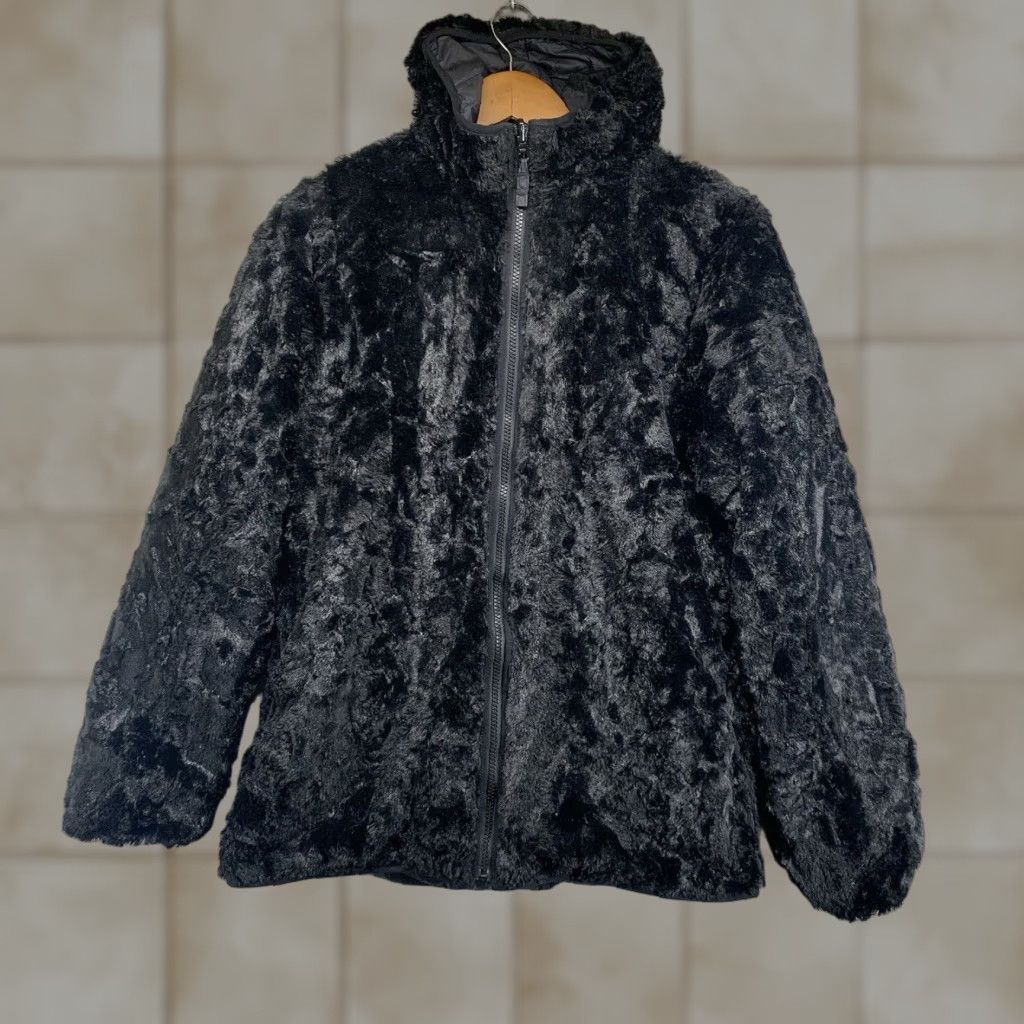 Lands' End Lands' End Jacket Women's Large 14-16 Quilted Puffer Coat Black Primaloft Nylon Softshell Zip Snap Insulated Reversible Pockets Mid-Length Size L / US 10 / IT 46 - 1 Thumbnail
