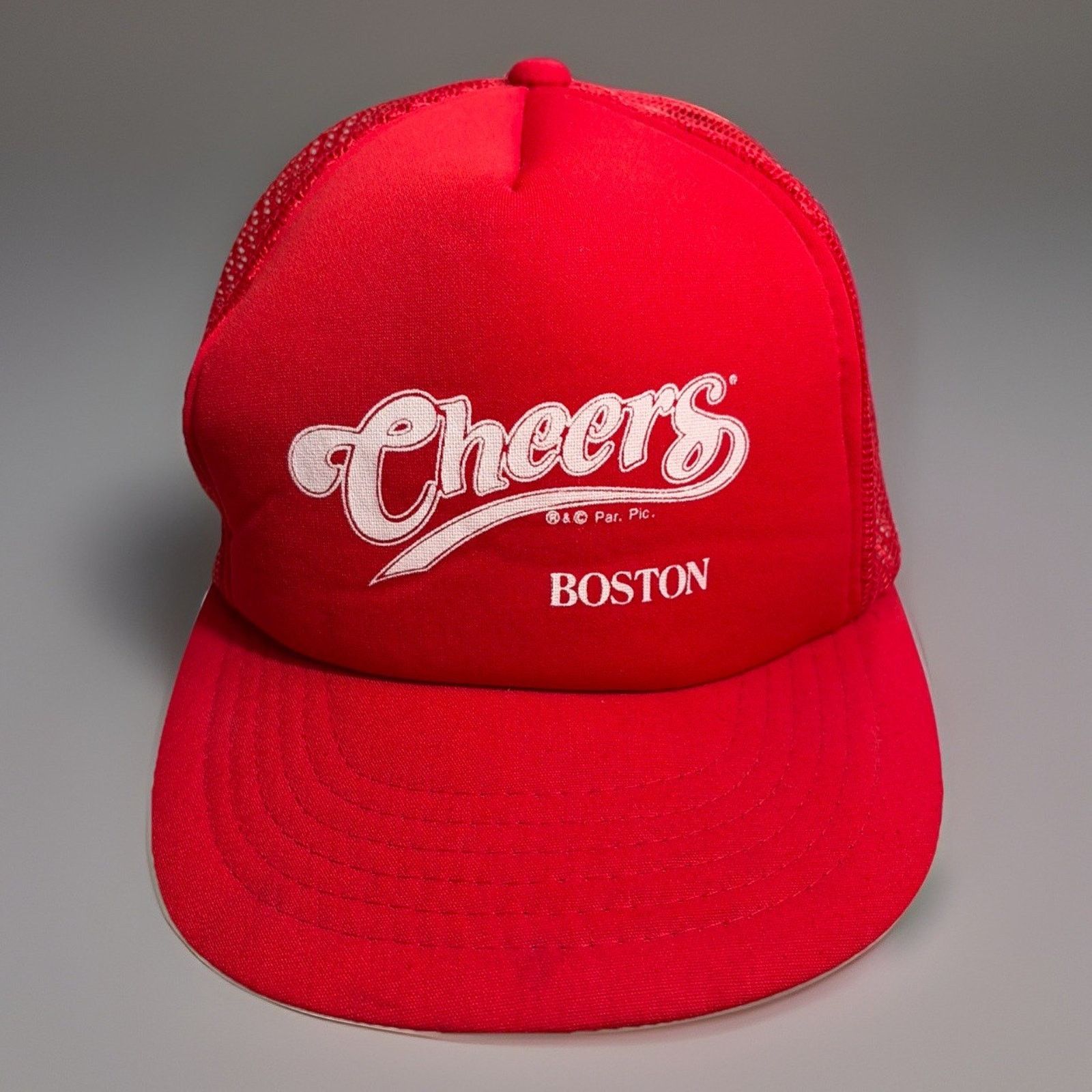 Vintage Vtg Cheers Boston Bar Red Trucker Hat SnapBack 80s HTF Size ONE SIZE - 1 Thumbnail