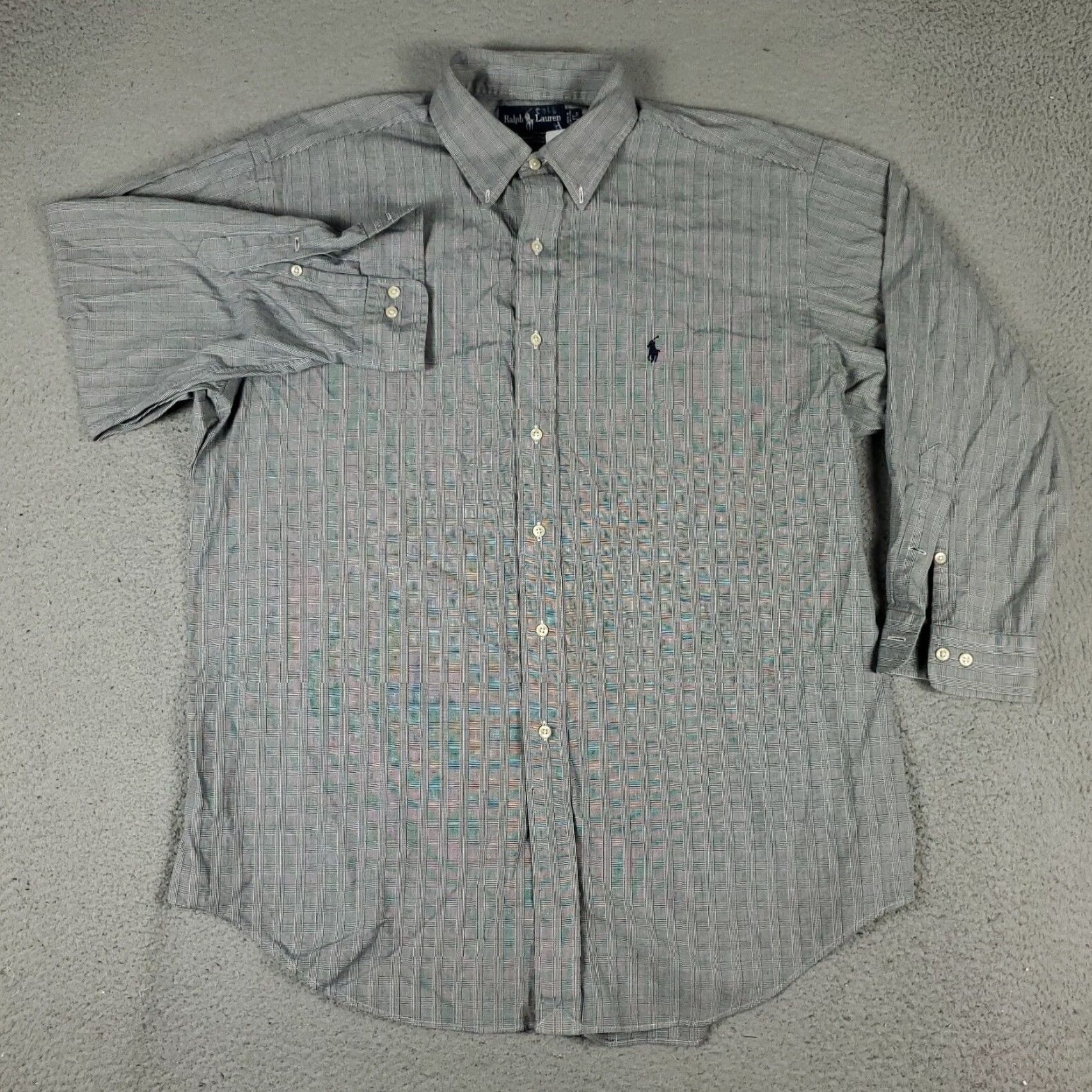 Ralph Lauren Ralph Lauren Dress Shirt Mens Size 17 Gray Plaid Button-Up Long Sleeve Classic Size 46R - 3 Thumbnail