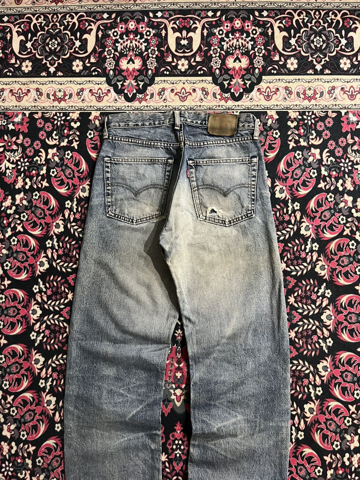 Levi's Vintage Levi’s 503 Blue Washed Distressed Straight Jeans Size US 30 / EU 46 - 6 Thumbnail