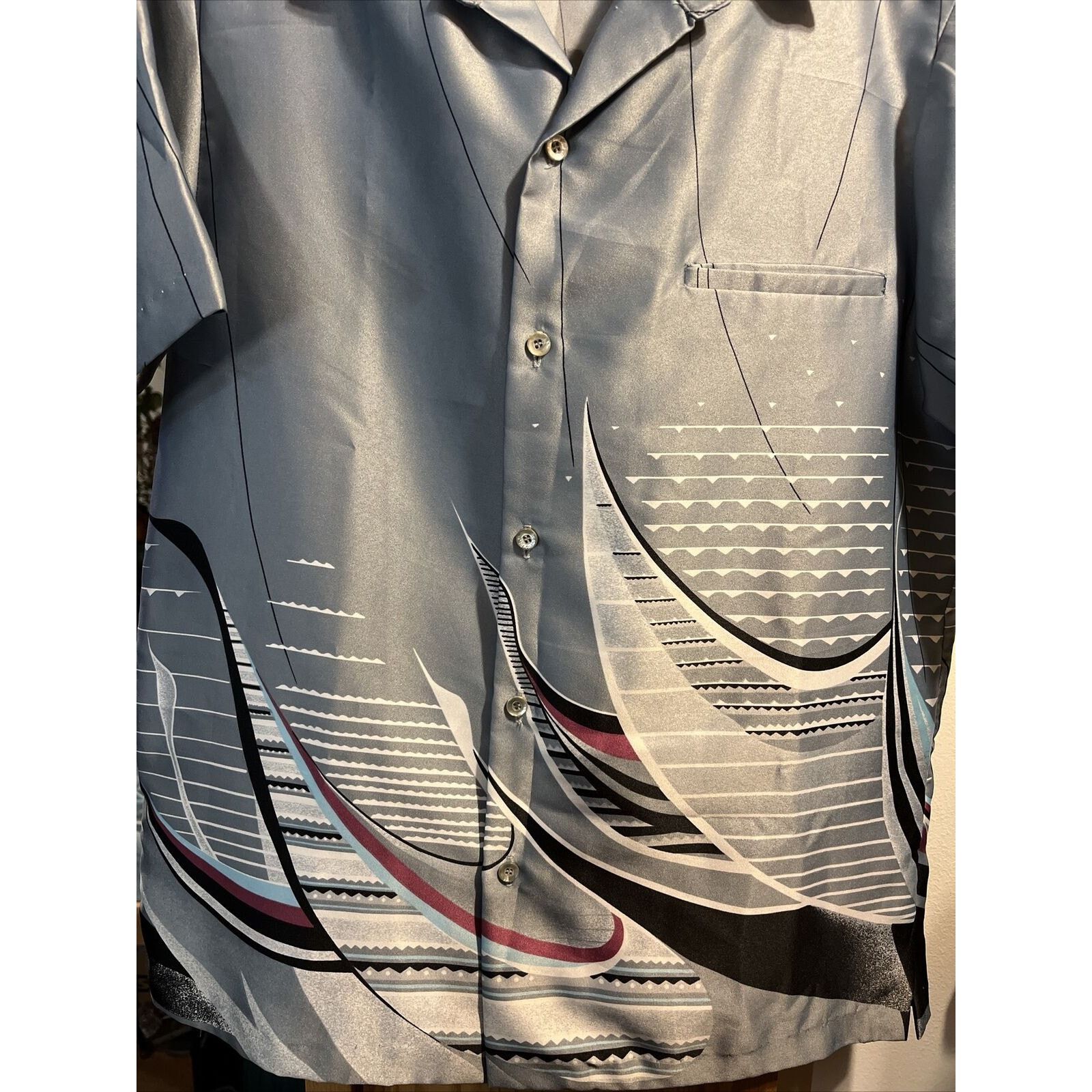 Tori Richard Tori Richard VTG Men's Small Gray Polyester Hawaiian Shirt Size US S / EU 44-46 / 1 - 5 Thumbnail