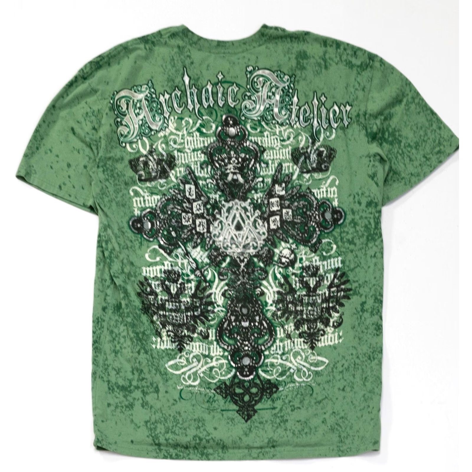Affliction Affliction T-Shirt Mens 2XL Crew Neck Short Sleeve Green 2000s Y2K Grunge Art Aztec Logo Regular Fit Cotton9 Size US XXL / EU 58 / 5 - 2 Thumbnail