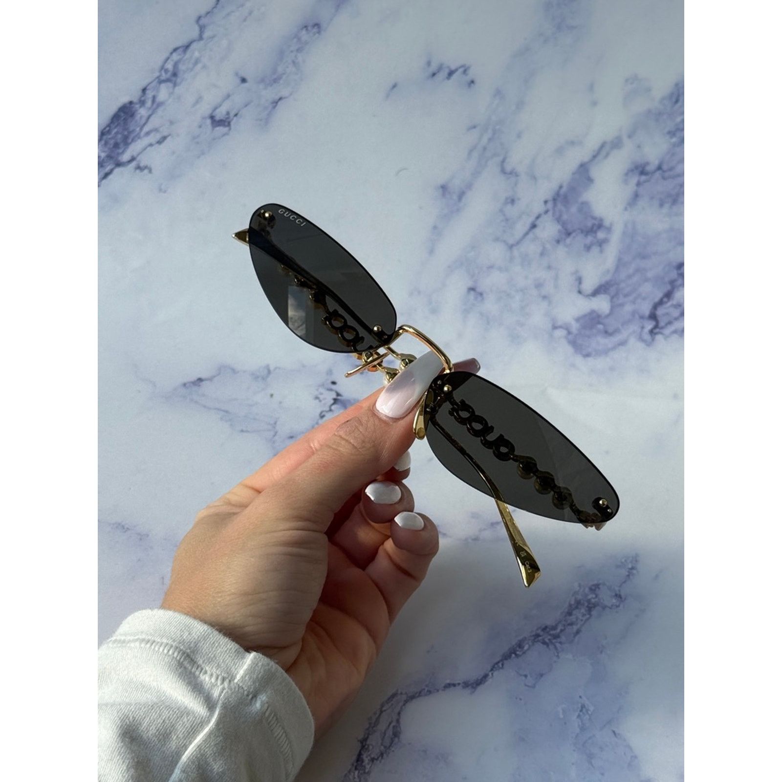 Gucci NEW Gucci GG1920S Gold Cat Eye Pearl Sunglasses Size ONE SIZE - 9 Thumbnail