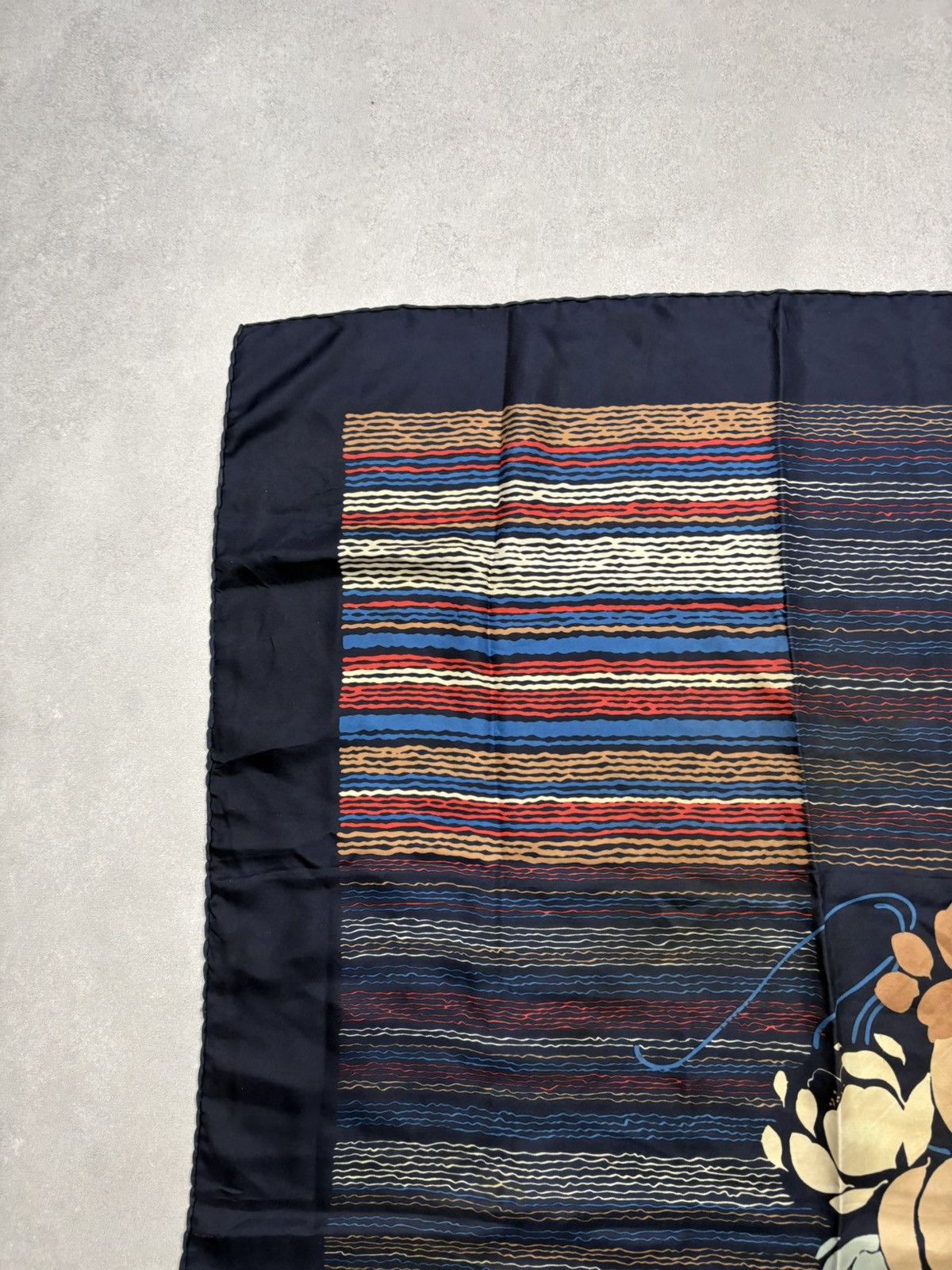 Christian Dior Monsieur Vintage Christian Dior Silk Scarf Floral Navy 76x76 Square Size ONE SIZE - 3 Thumbnail
