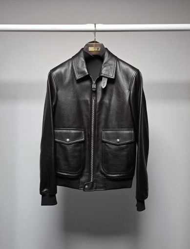 Tom Ford o1sm1stk0225 Soft Leather Zip-up Blouson Jacket Dark Brown Size US L / EU 52-54 / 3 - 1 Thumbnail