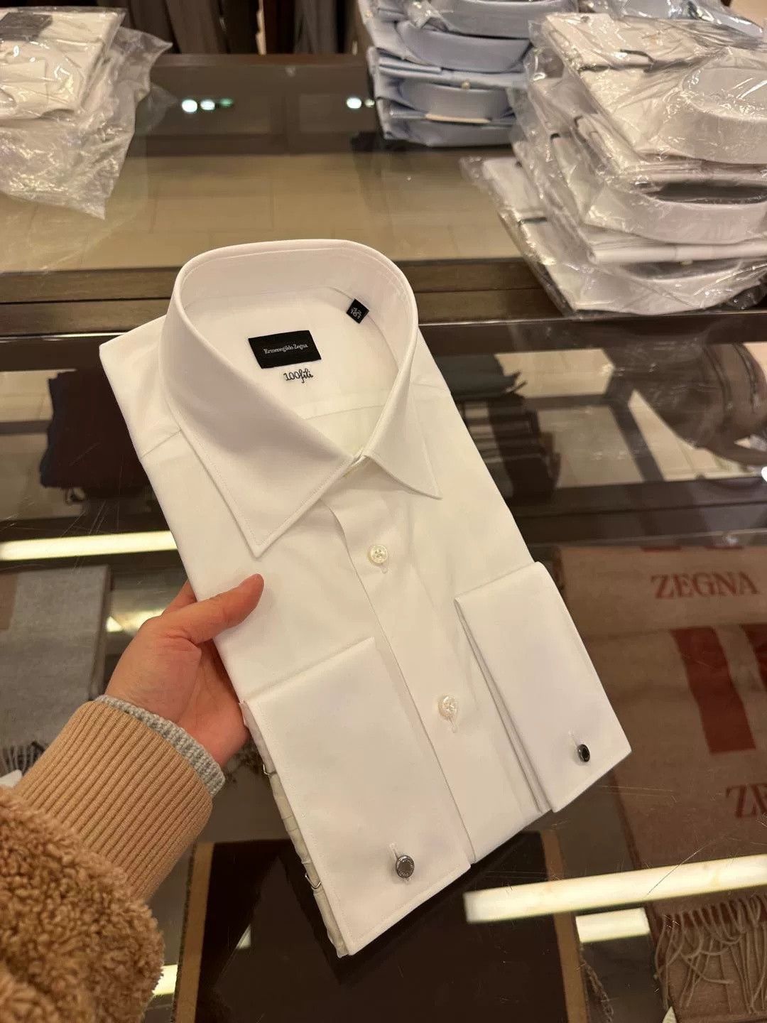 Ermenegildo Zegna Ermenegildo Zegna White Long-Sleeve Shirt Size US S / EU 44-46 / 1 - 6 Thumbnail
