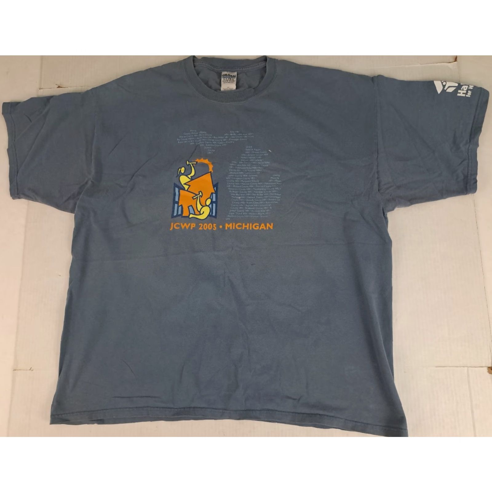 Habitat VINTAGE Jimmy Carter Work Program 2005 Michigan Habitat for Humanity T-Shirt 2XL Blue Cotton Crew Neck Short Sleeve Gildan Heavy Cotton Unisex Adults Size US XXL / EU 58 / 5 - 2 Thumbnail