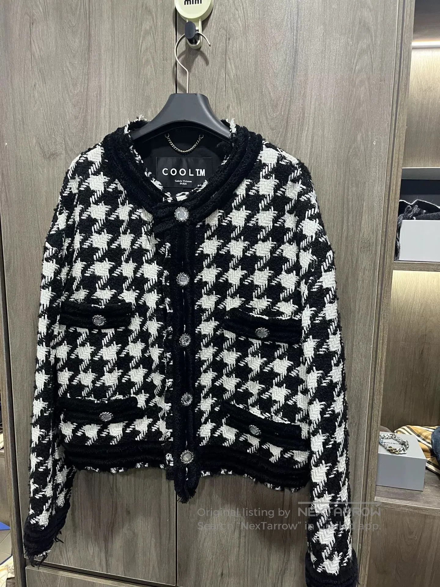 Other Black White Houndstooth Knit Coat. Size M / US 6-8 / IT 42-44 - 2 Thumbnail