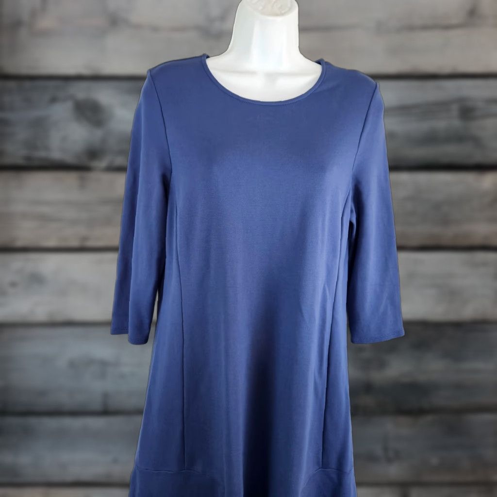 J. Jill J Jill Dress Womens Sz Medium Petite Solid Blue 3/4 Sleeve Ponte Size M / US 6-8 / IT 42-44 - 1 Thumbnail