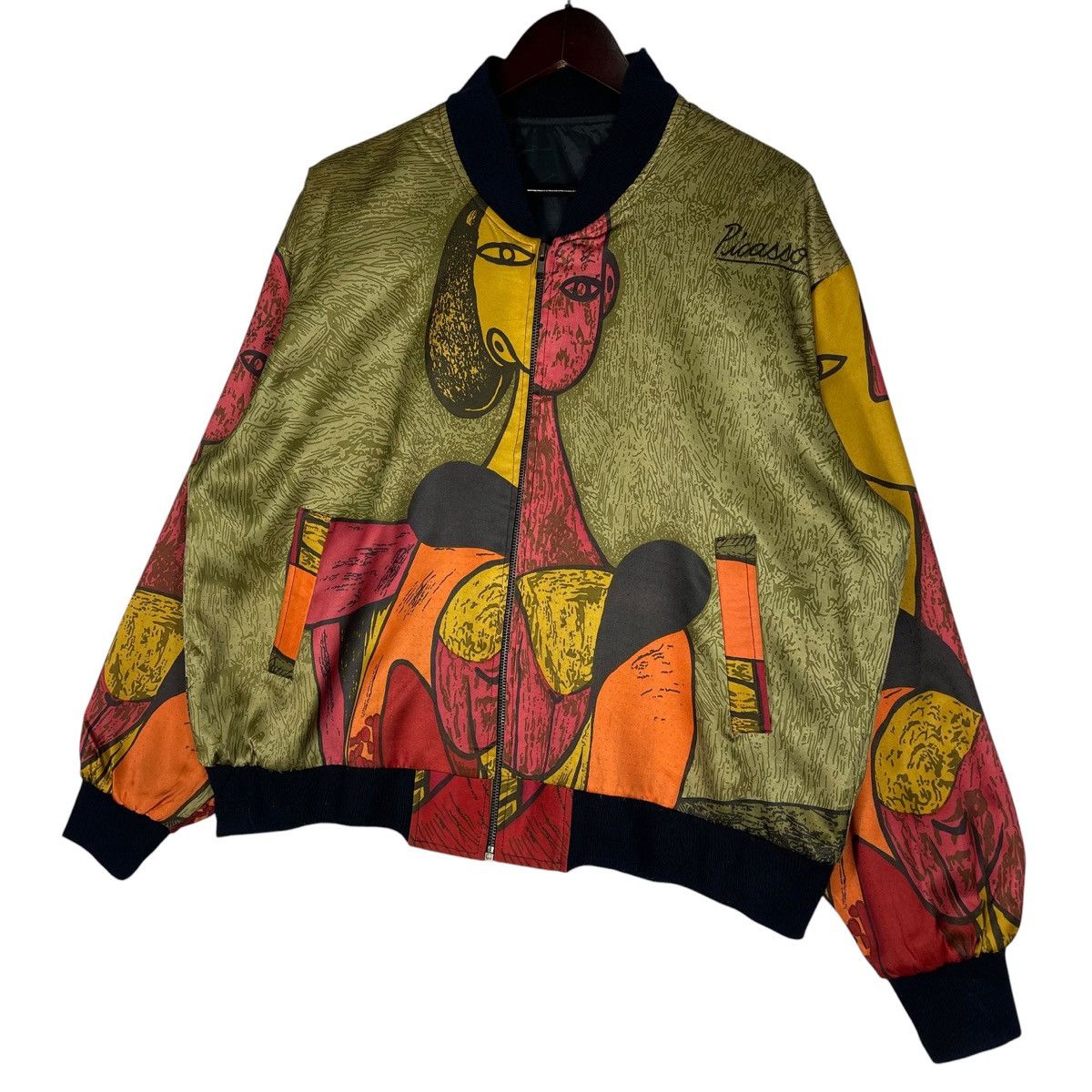 Paloma Picasso Vintage 90s Picasso Art Bomber Satin Jacket Size L / US 10 / IT 46 - 3 Thumbnail