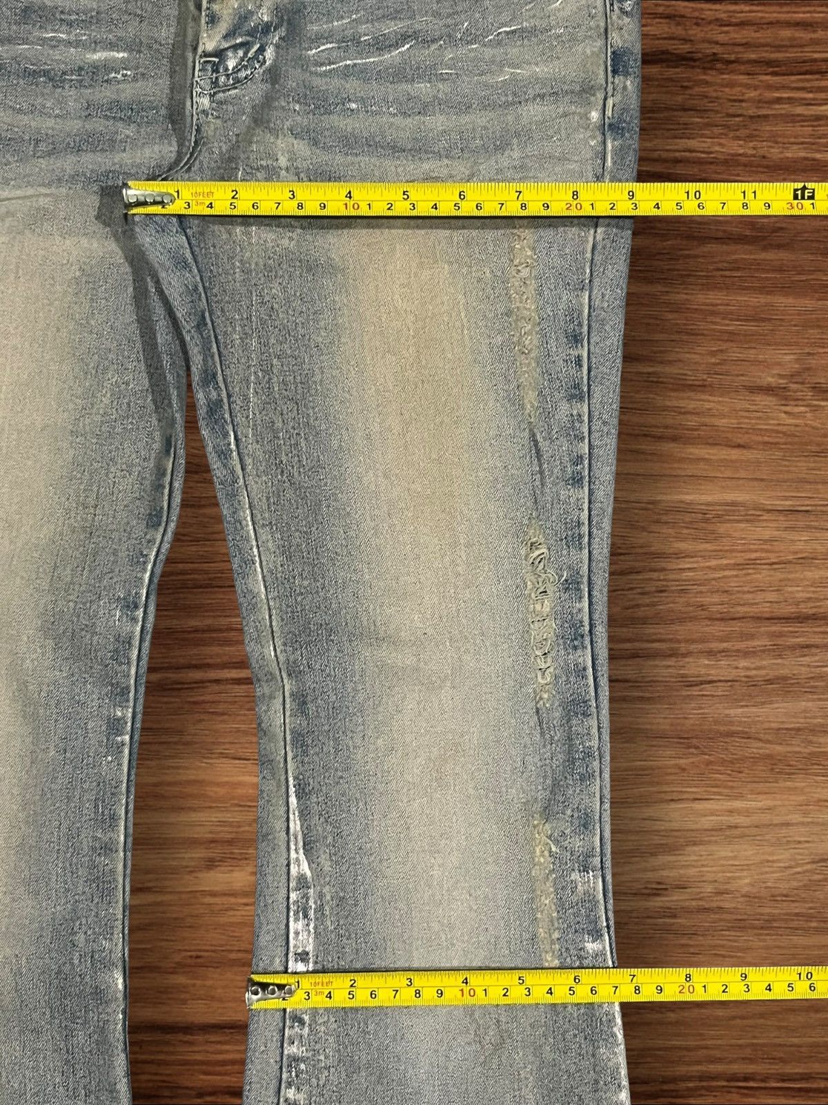 Japanese Brand Vintage Japanese Brand Ryu Ryu Waxed Distressed Flare Jeans Size 28" / US 6 / IT 42 - 16 Thumbnail