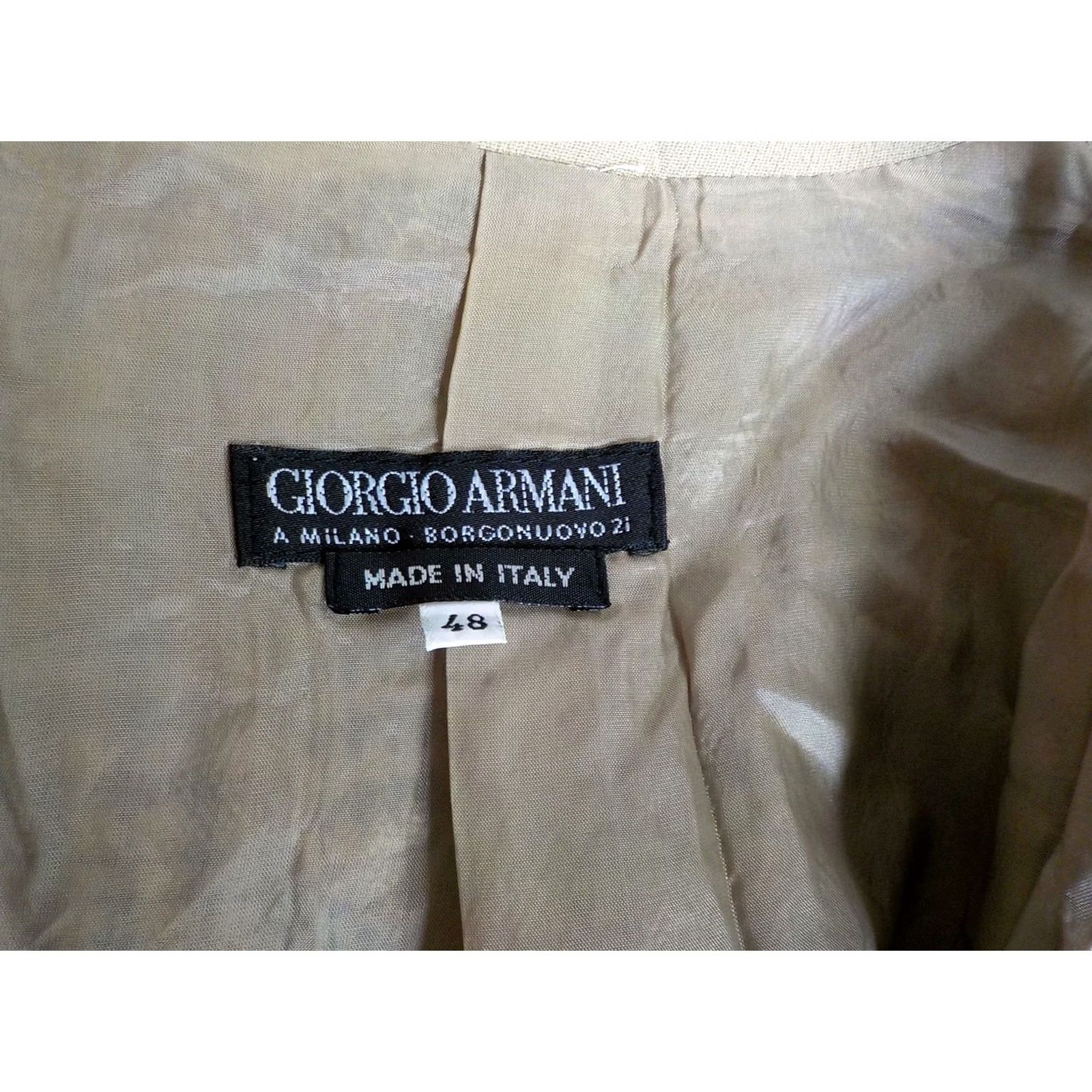 Giorgio Armani GIORGIO ARMANI Blazer Women Plaid 1 Button Shawl Collar 100% Wool Beige/Brown Size 48 Made in Italy Size XL / US 12-14 / IT 48-50 - 7 Thumbnail