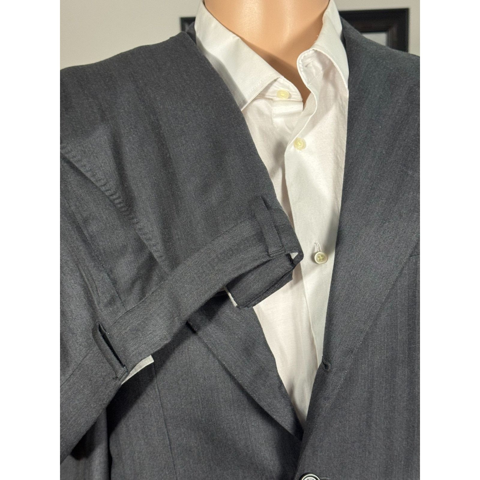 Brunello Cucinelli Brunello Cucinelli Charcoal Herringbone Suit 50EU 40R 34x28 Size 40R - 12 Thumbnail