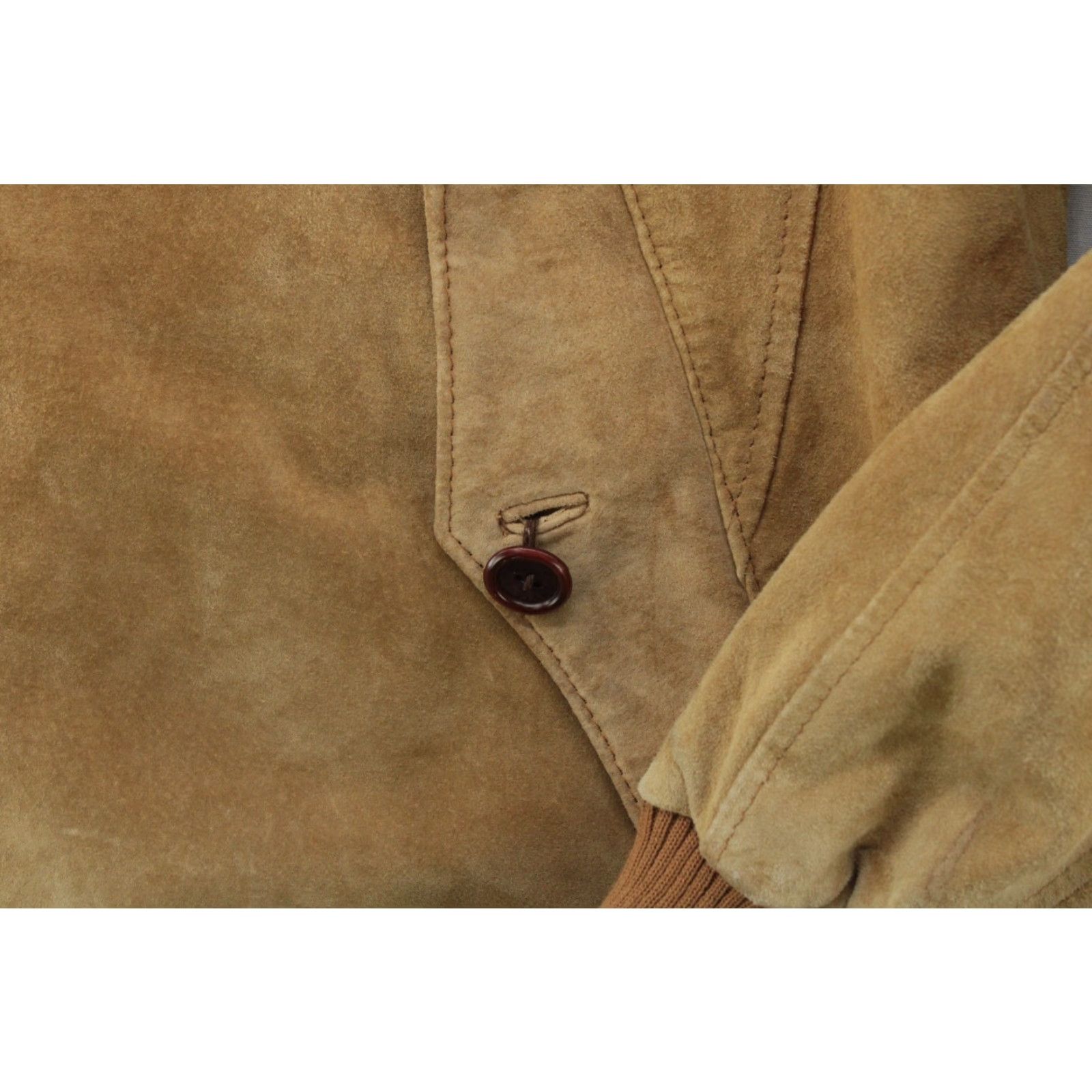 Orvis VINTAGE Orvis Suede Leather Bomber Jacket Mens XL Tan High Collar Preppy Pockets Size US XL / EU 56 / 4 - 5 Thumbnail
