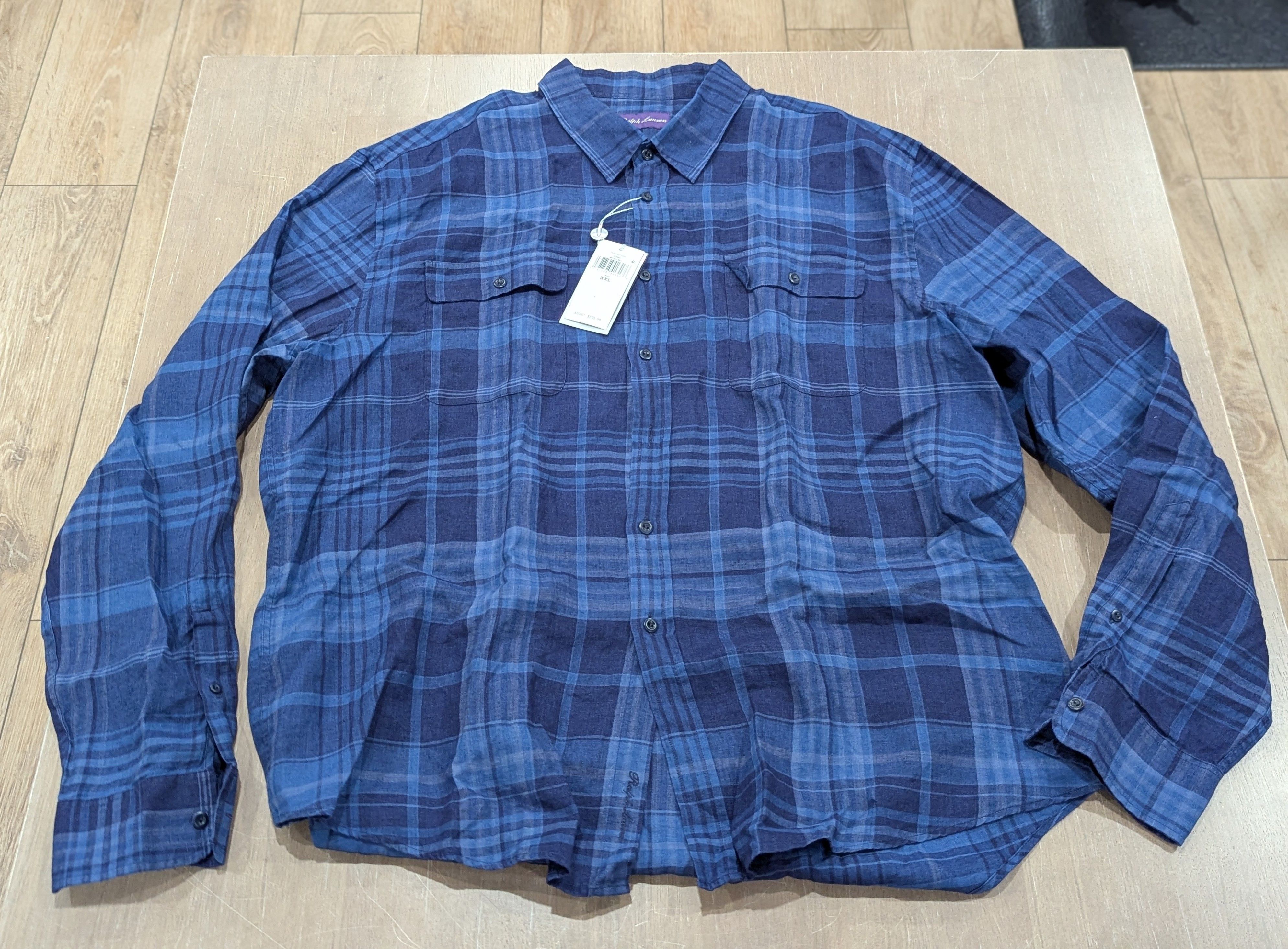 Ralph Lauren Purple Label Linen Plaid Button Up Shirt 2XL
