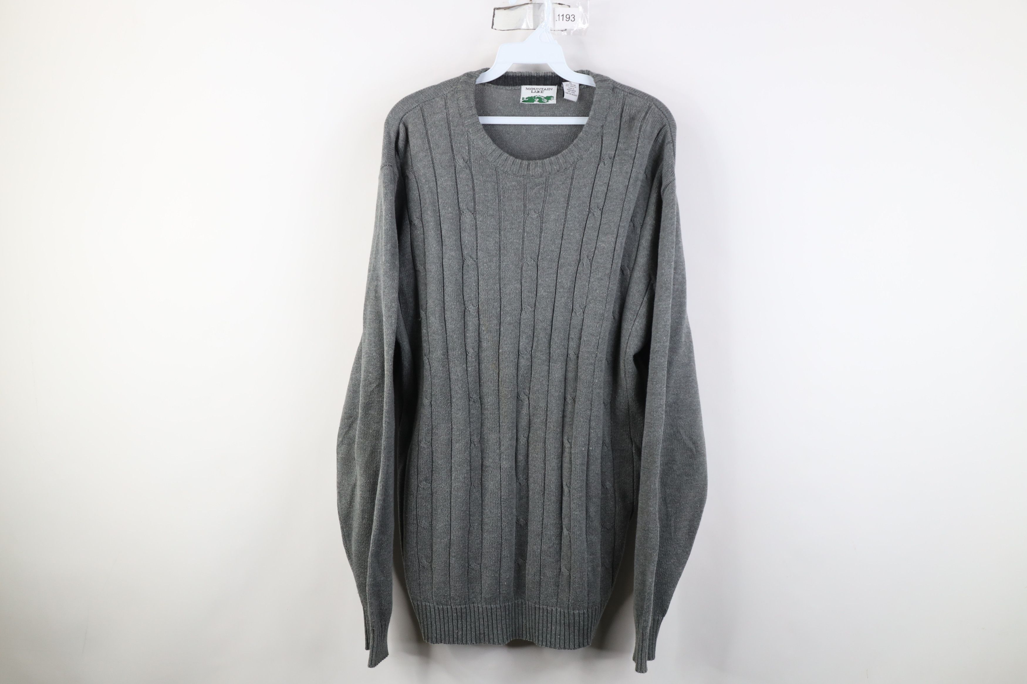 Vintage Vintage 90s Streetwear Cable Knit Crewneck Sweater Gray Size US XL / EU 56 / 4 - 1 Thumbnail