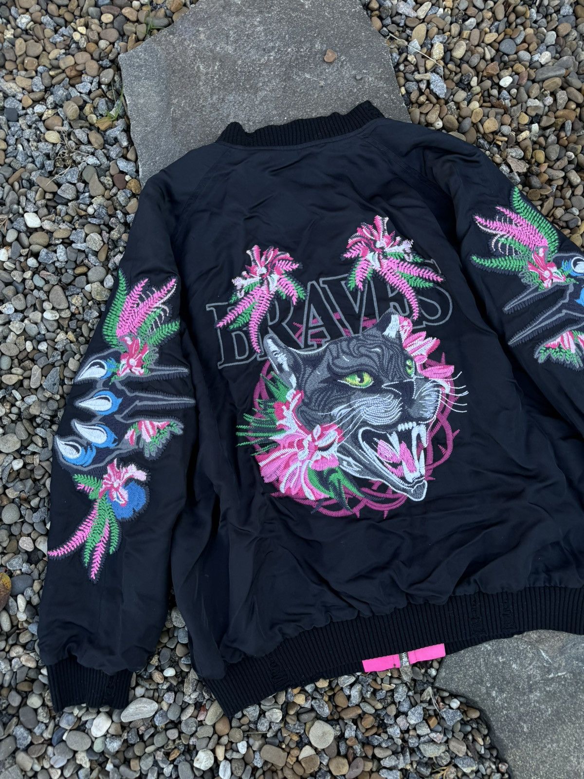 Other Diesel double side silk printed bomber jacket pink black Size US L / EU 52-54 / 3 - 6 Thumbnail