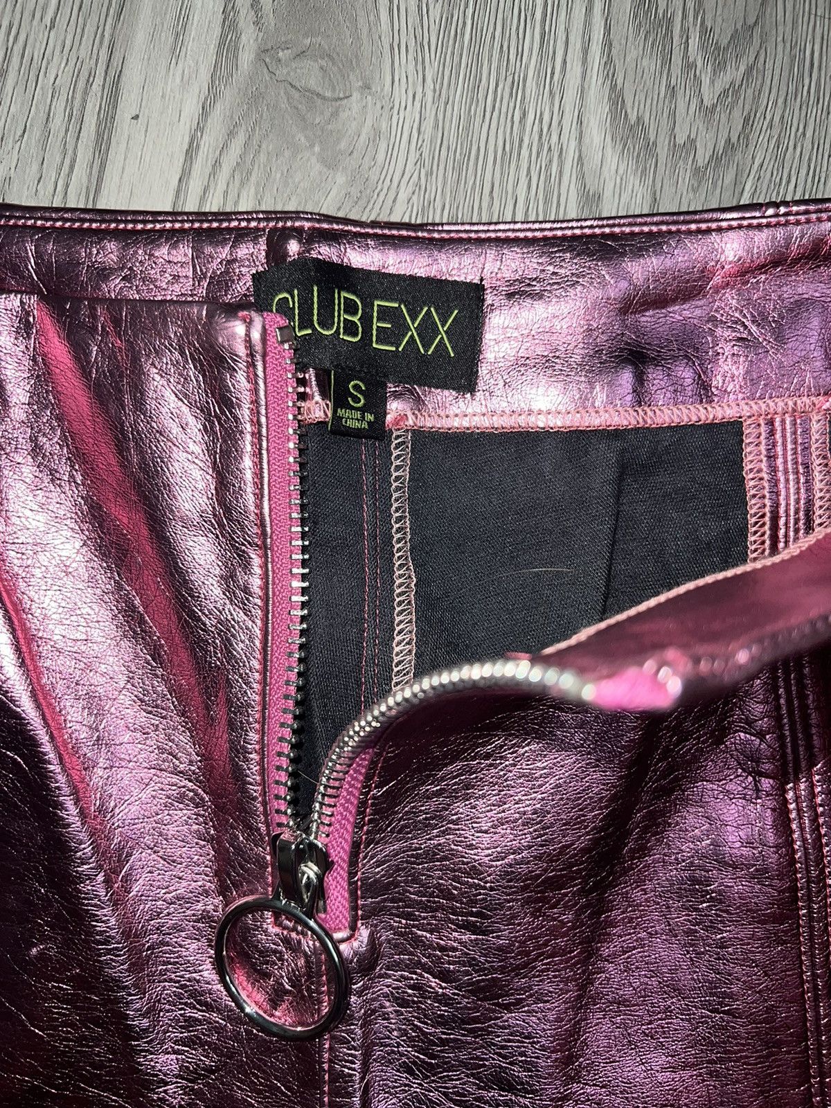 Dolls Kill Club Exx metallic faux leather flare pant 🎀💗 Size 26" / US 2 / IT 38 - 9 Thumbnail