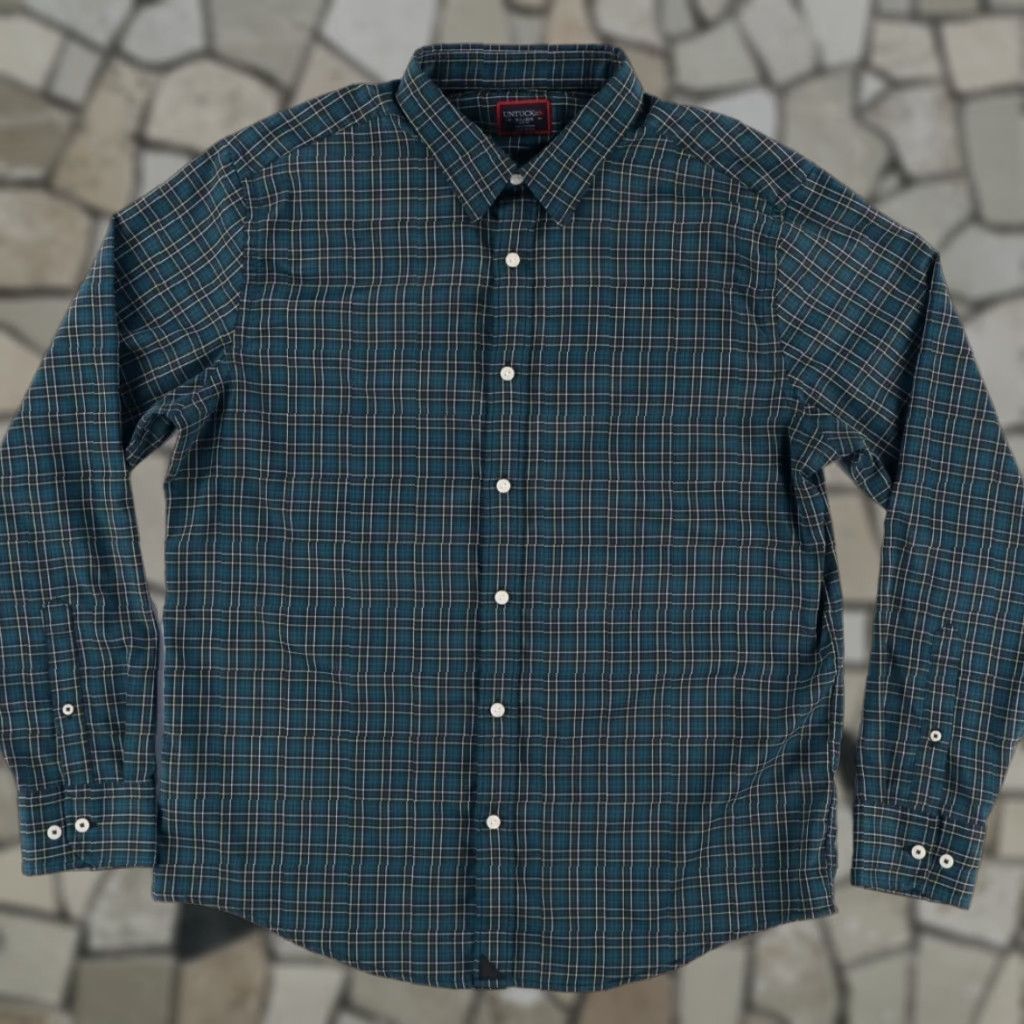 UNTUCKit Untuckit Norante Slim Fit Polyester Plaid Button Up Shirt Green XL Men's Size US XL / EU 56 / 4 - 1 Thumbnail