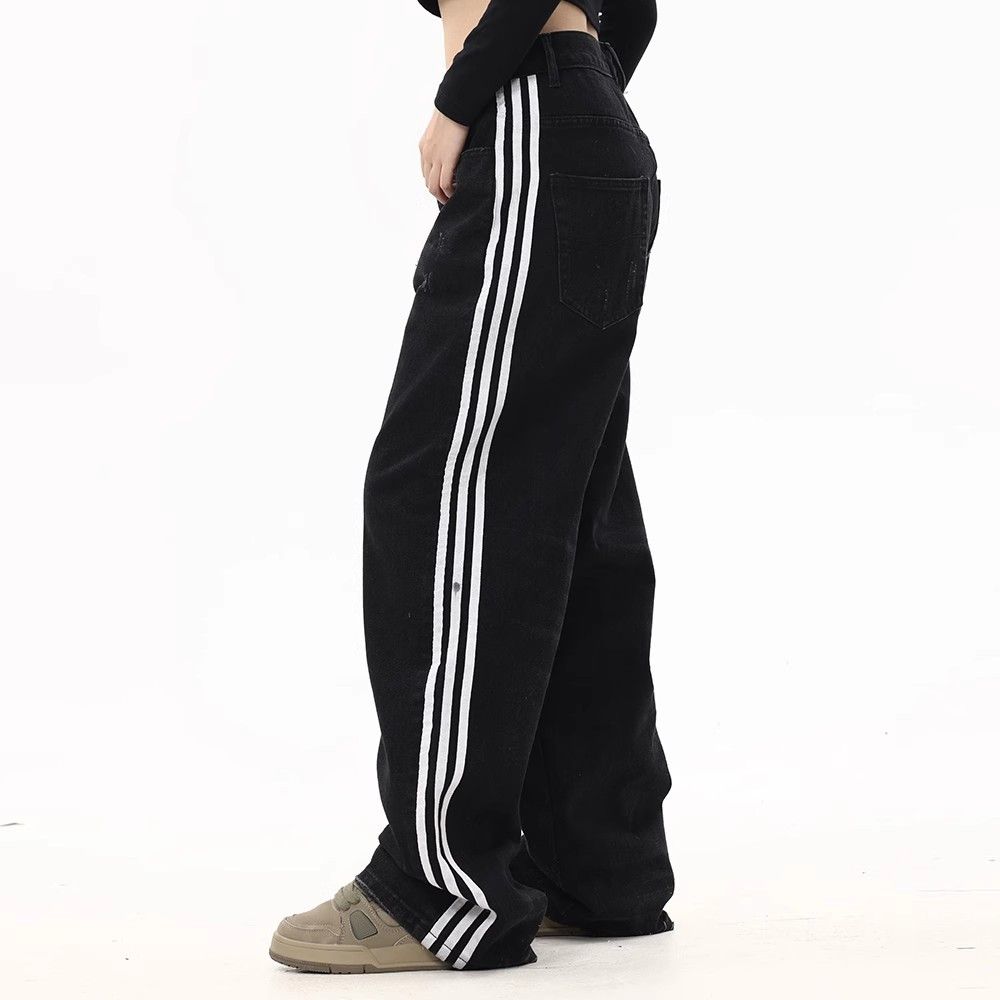 Japanese Brand × Jean Dtreet American side stripe matching loose casual jeans Size US 32 / EU 48 - 2 Thumbnail