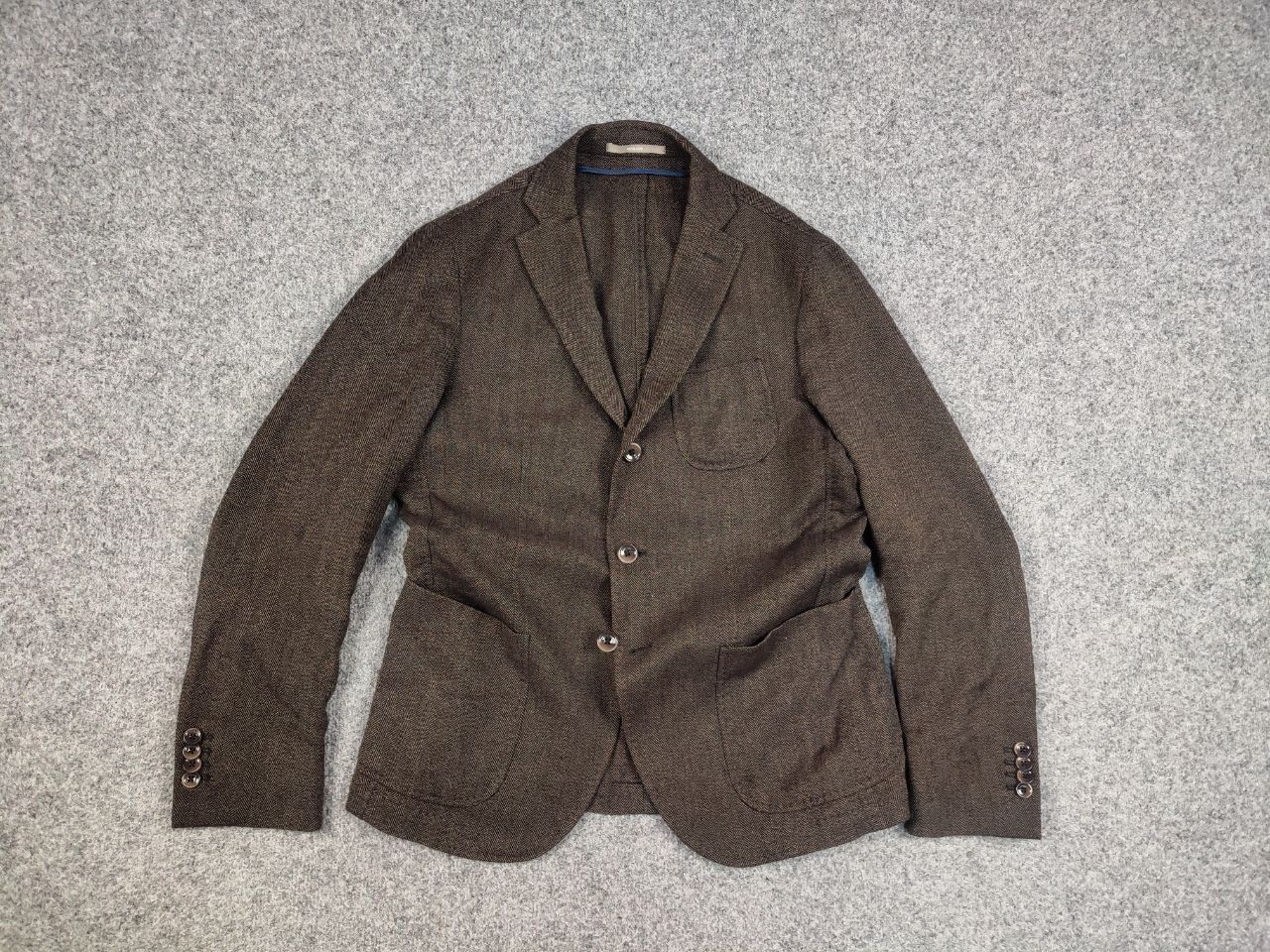 Paoloni Paoloni Design Brown Texture Wool Blend Blazer Jacket Size US M / EU 48-50 / 2 - 12 Thumbnail
