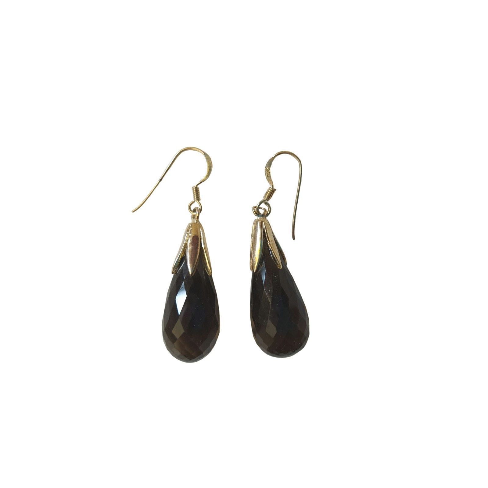 The Unbranded Brand Smoky Quartz Teardrop Dangle Earrings Sterling Silver 925 Size ONE SIZE - 1 Preview